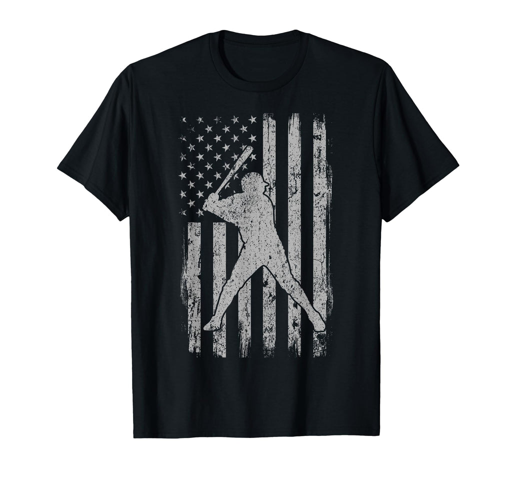 Baseball Player American Flag Usa T-Shirt - Fun Novelty Design for Adults - T-Shirt, Sweatshirt, Hoodie
