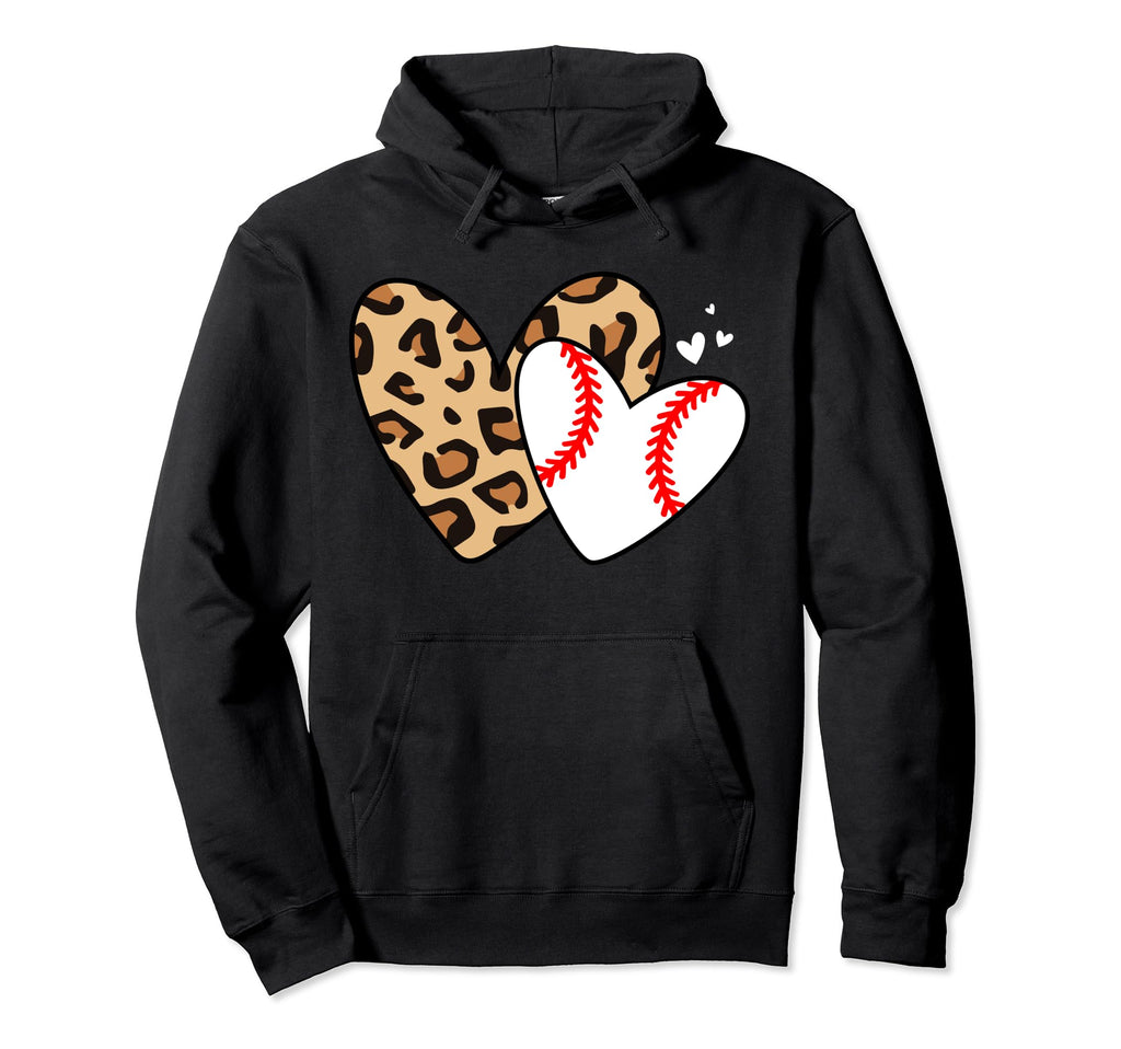 Baseball Heart Leopard Heart Funny Hoodie - Novelty Apparel for Adults - T-Shirt, Sweatshirt, Hoodie