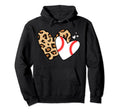 Baseball Heart Leopard Heart Funny Hoodie - Novelty Apparel for Adults - T-Shirt, Sweatshirt, Hoodie