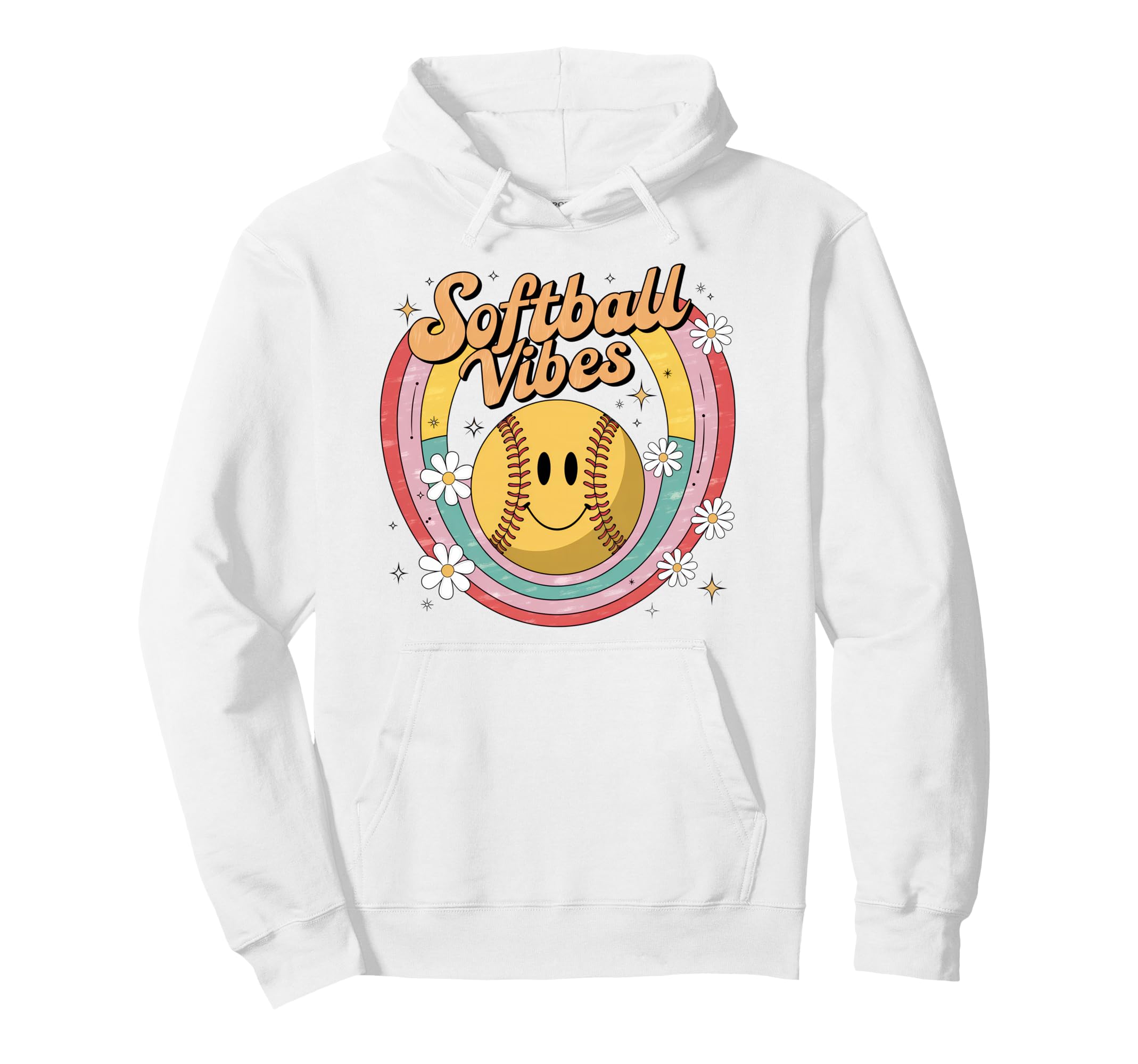 Softball Vibes Groovy Game Day Hoodie - Trendy Graphic for Adults - T-Shirt, Sweatshirt, Hoodie