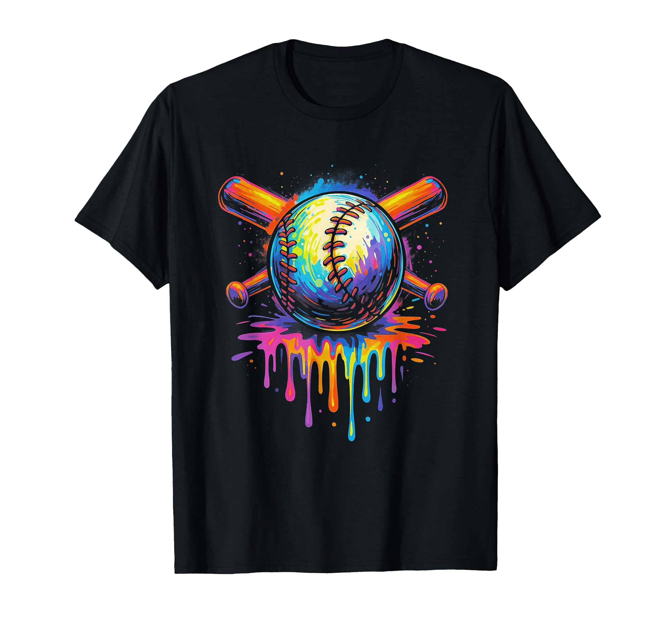 Dripping Baseball Tie Dye Splash T-Shirt - Casual Everyday Wear for Adults - T-Shirt, Sweatshirt, Hoodie