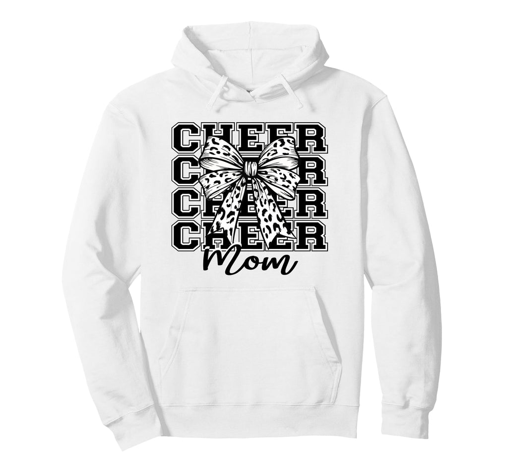 Football Cheer Mom Game Day White Bow Hoodie - Unique Graphic for Adults - T-Shirt, Sweatshirt, Hoodie