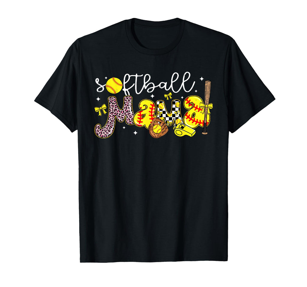 Leopard Softball Mama Cheer Mom Mothers T-Shirt - Graphic Print for Adults - T-Shirt, Sweatshirt, Hoodie