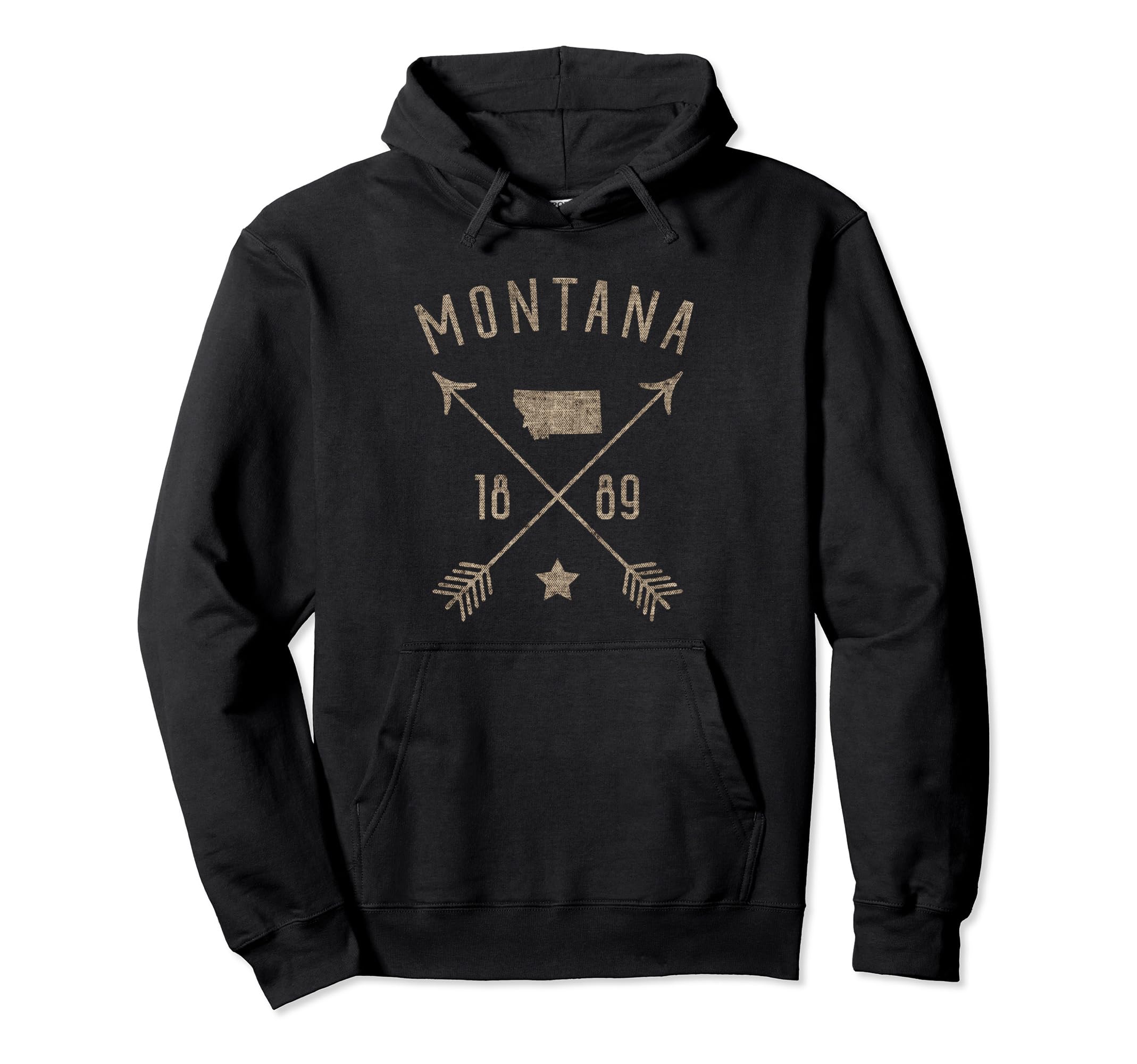 Montana Distressed State Outline Arrows Hoodie - Novelty Apparel for Adults - T-Shirt, Sweatshirt, Hoodie