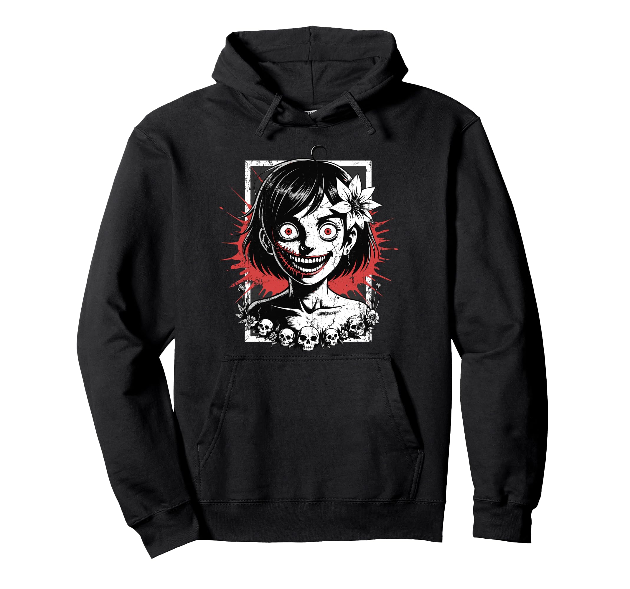 Horror Anime Goth Creepy Japanese Y2K Hoodie - Aesthetic Graphic Unisex - T-Shirt, Sweatshirt, Hoodie