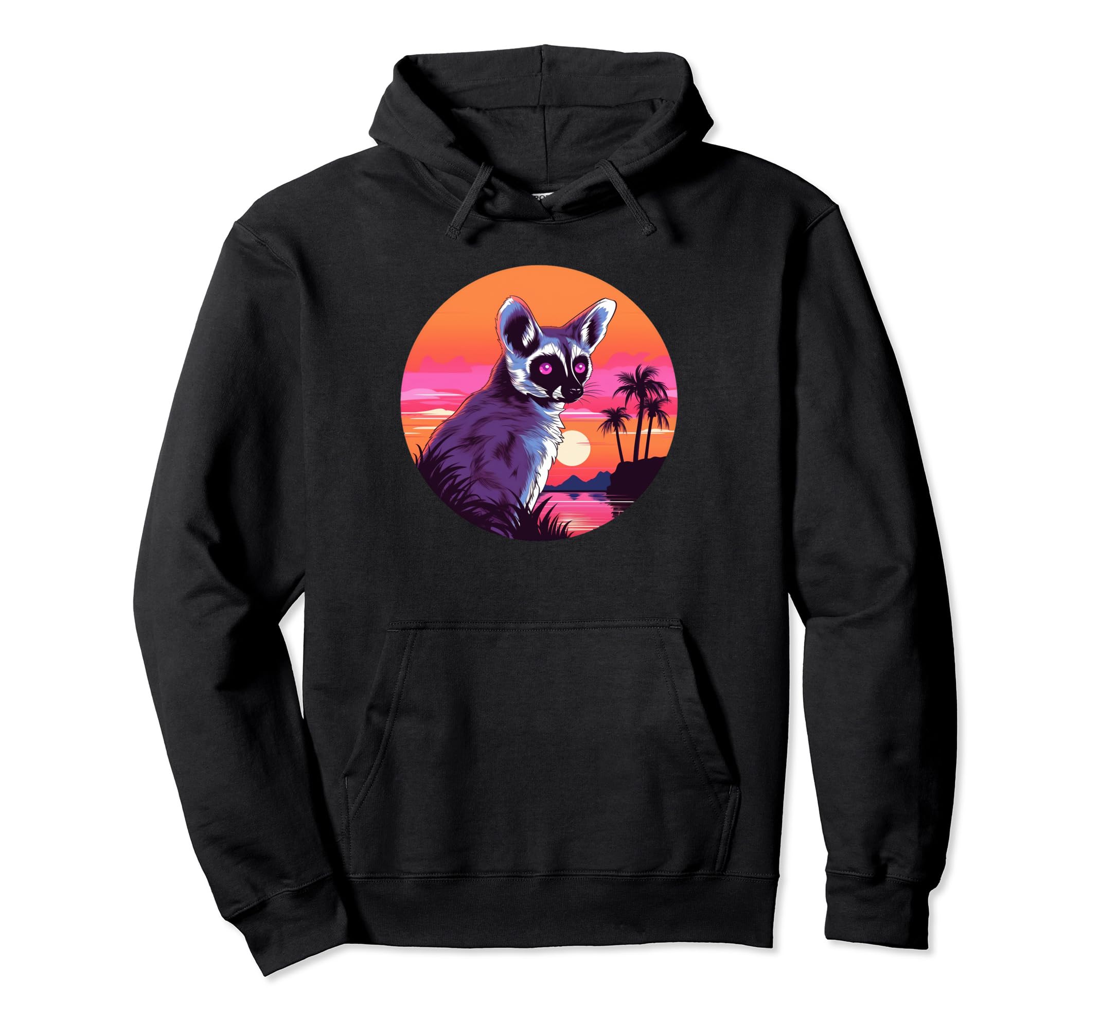Vaporwave Lemur I Aesthetic Lemur Hoodie - Trendy Graphic for Adults - T-Shirt, Sweatshirt, Hoodie