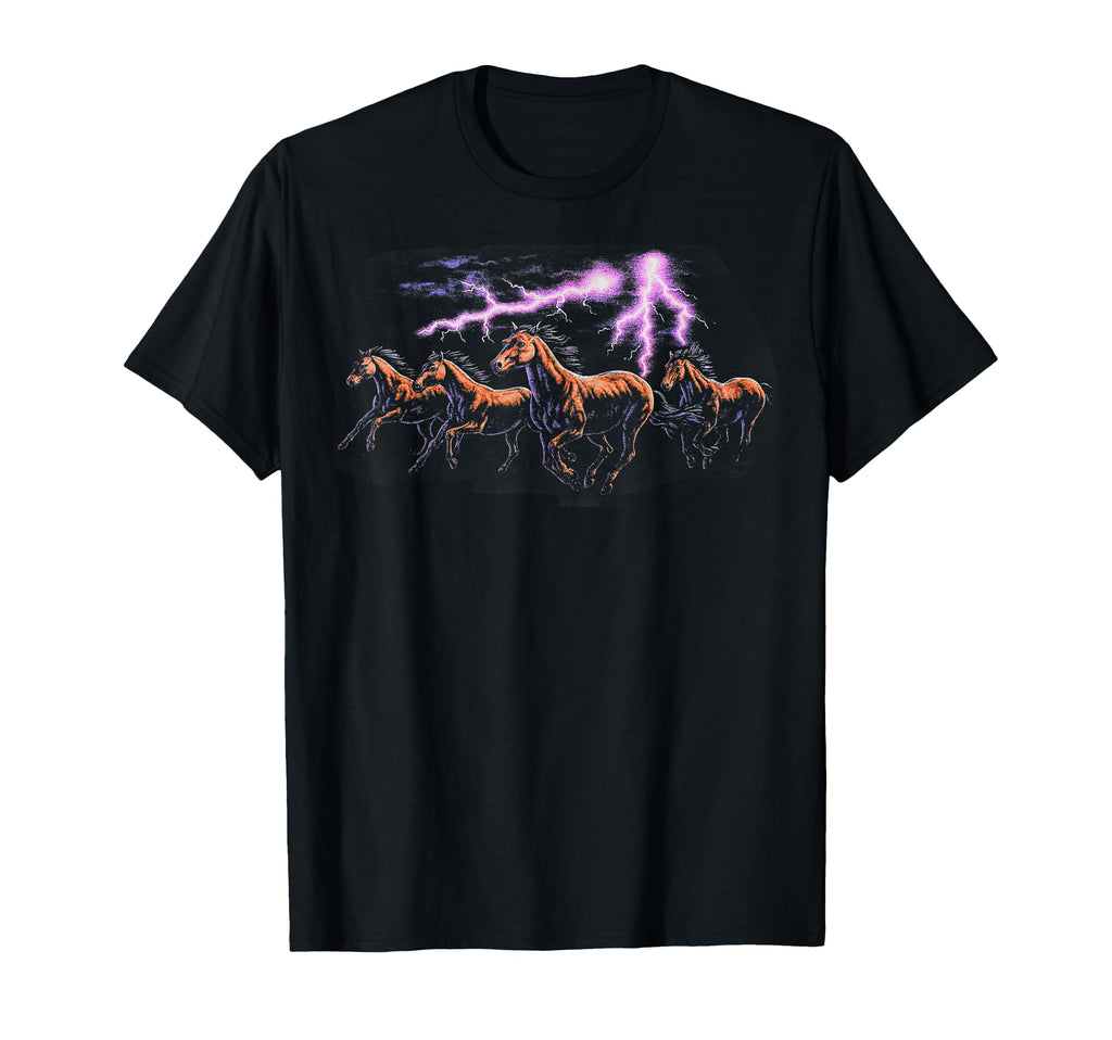 Lightning Horses 90S Nature Wild West T-Shirt - Aesthetic Graphic Unisex - T-Shirt, Sweatshirt, Hoodie