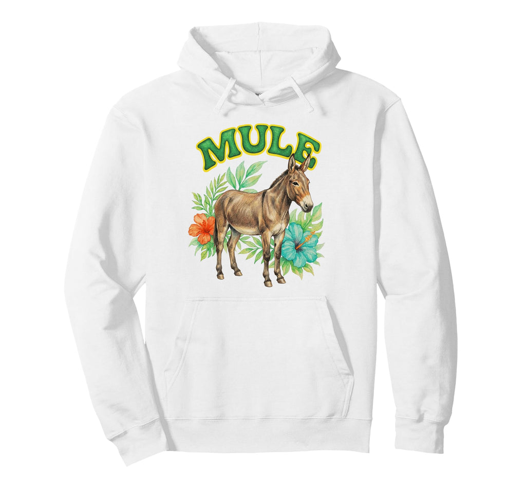 Mule Groovy Floral Mule Watercolor Boho Hoodie - Minimalist Print Unisex - T-Shirt, Sweatshirt, Hoodie