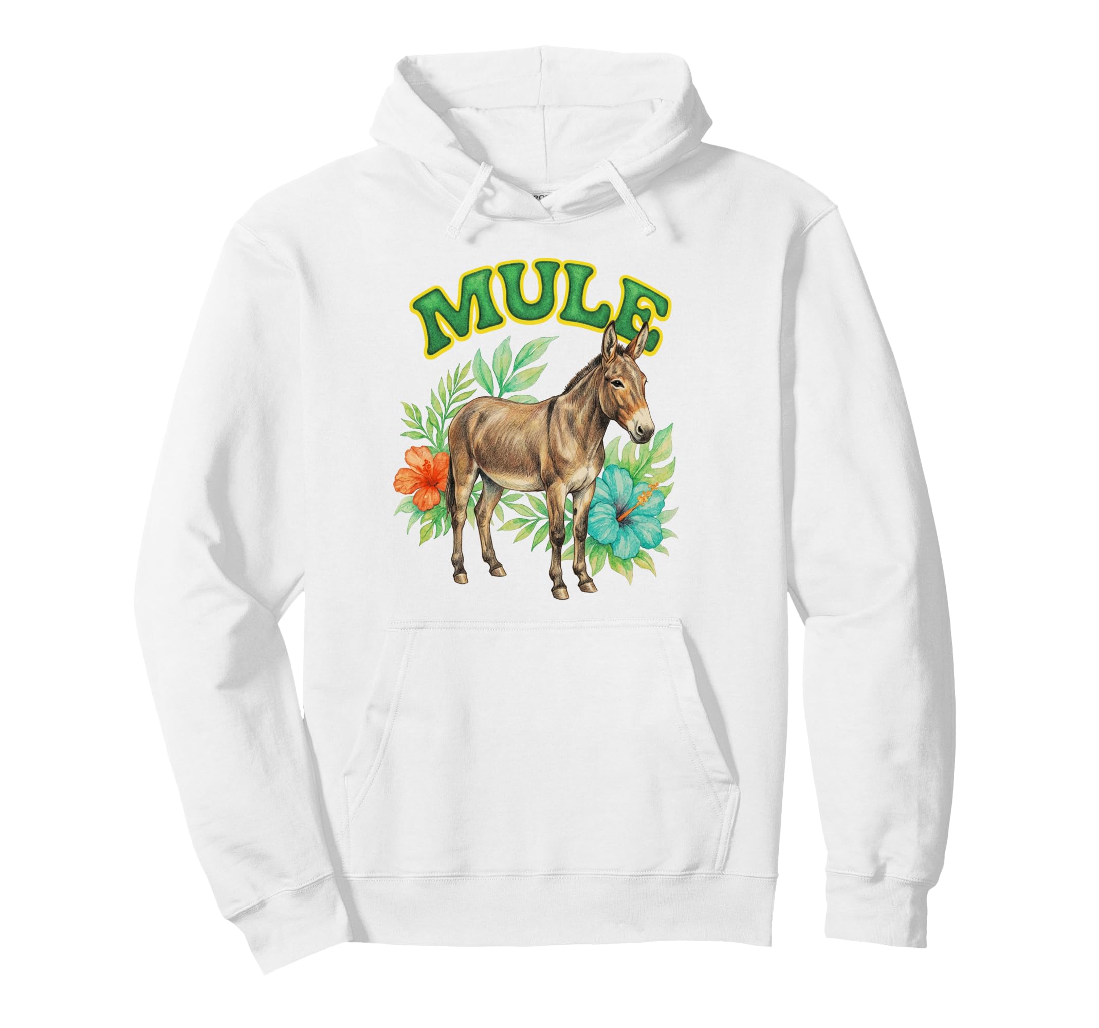 Mule Groovy Floral Mule Watercolor Boho Hoodie - Minimalist Print Unisex - T-Shirt, Sweatshirt, Hoodie