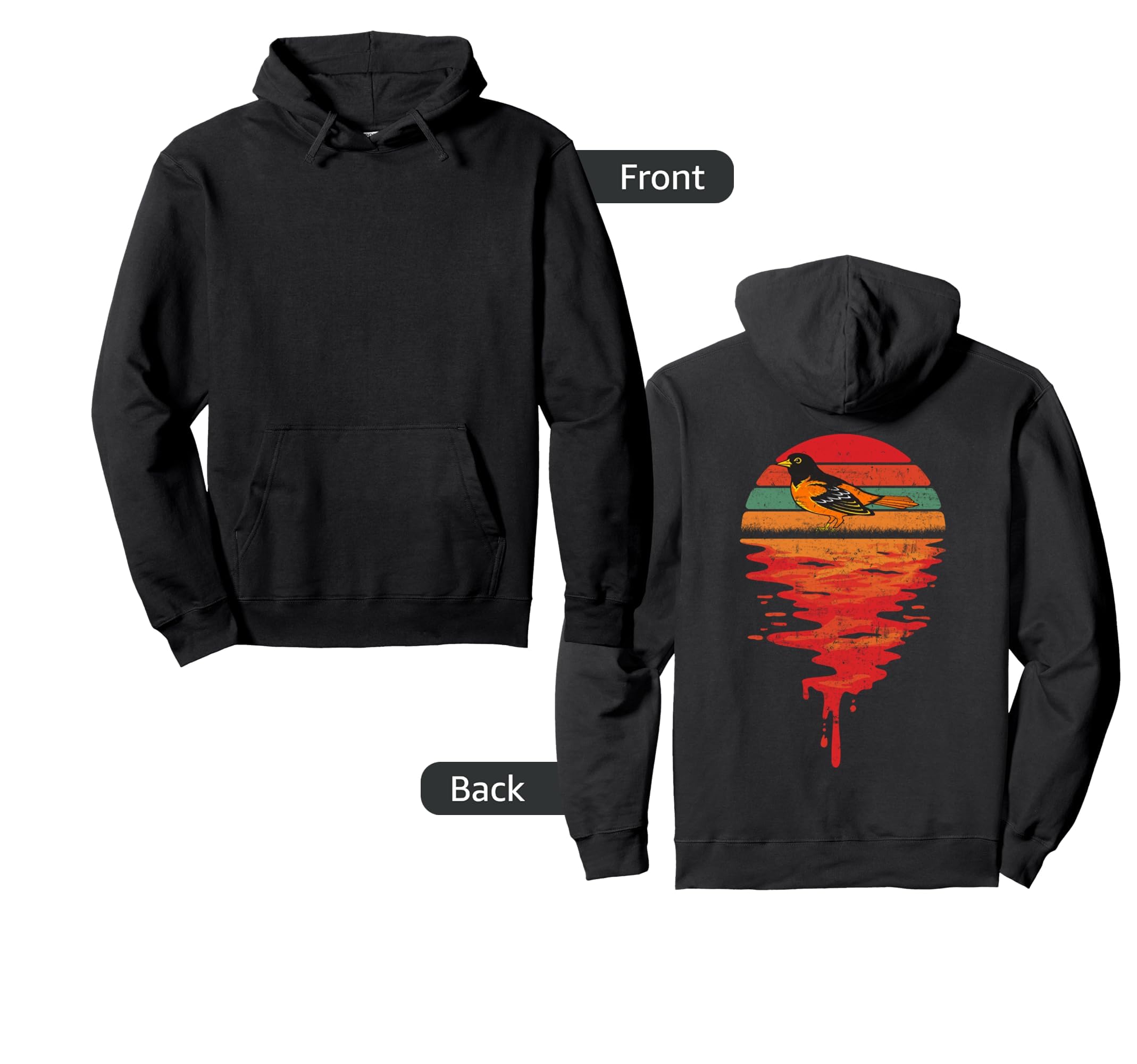 Sunset Baltimore Oriole Hoodie - Custom Art Print Unisex - T-Shirt, Sweatshirt, Hoodie