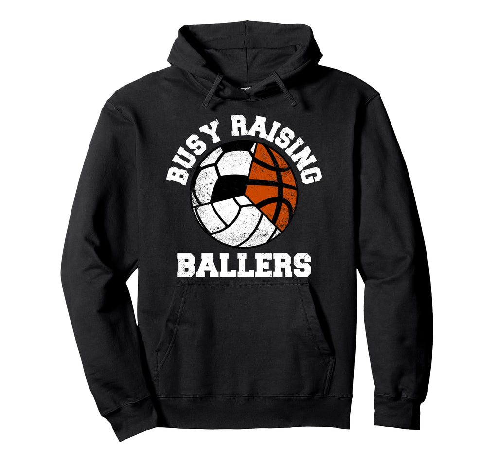 Busy Raising Ballers Funny Volleyball Hoodie - Trendy Graphic for Adults - T-Shirt, Sweatshirt, Hoodie