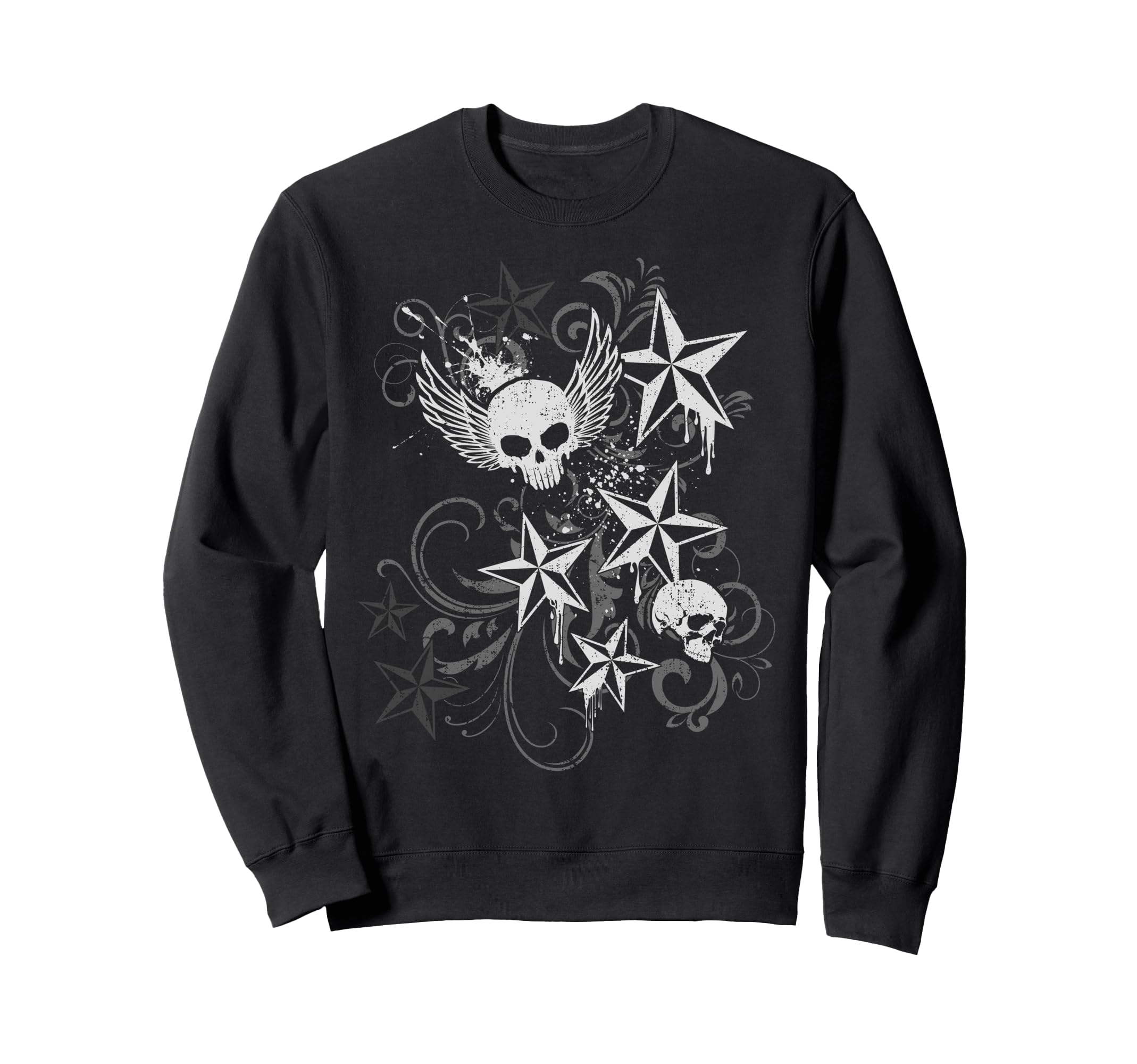 Y2K Grunge Skull Wings 2000S 90S Sweatshirt - Streetwear Style for Adults - T-Shirt, Sweatshirt, Hoodie