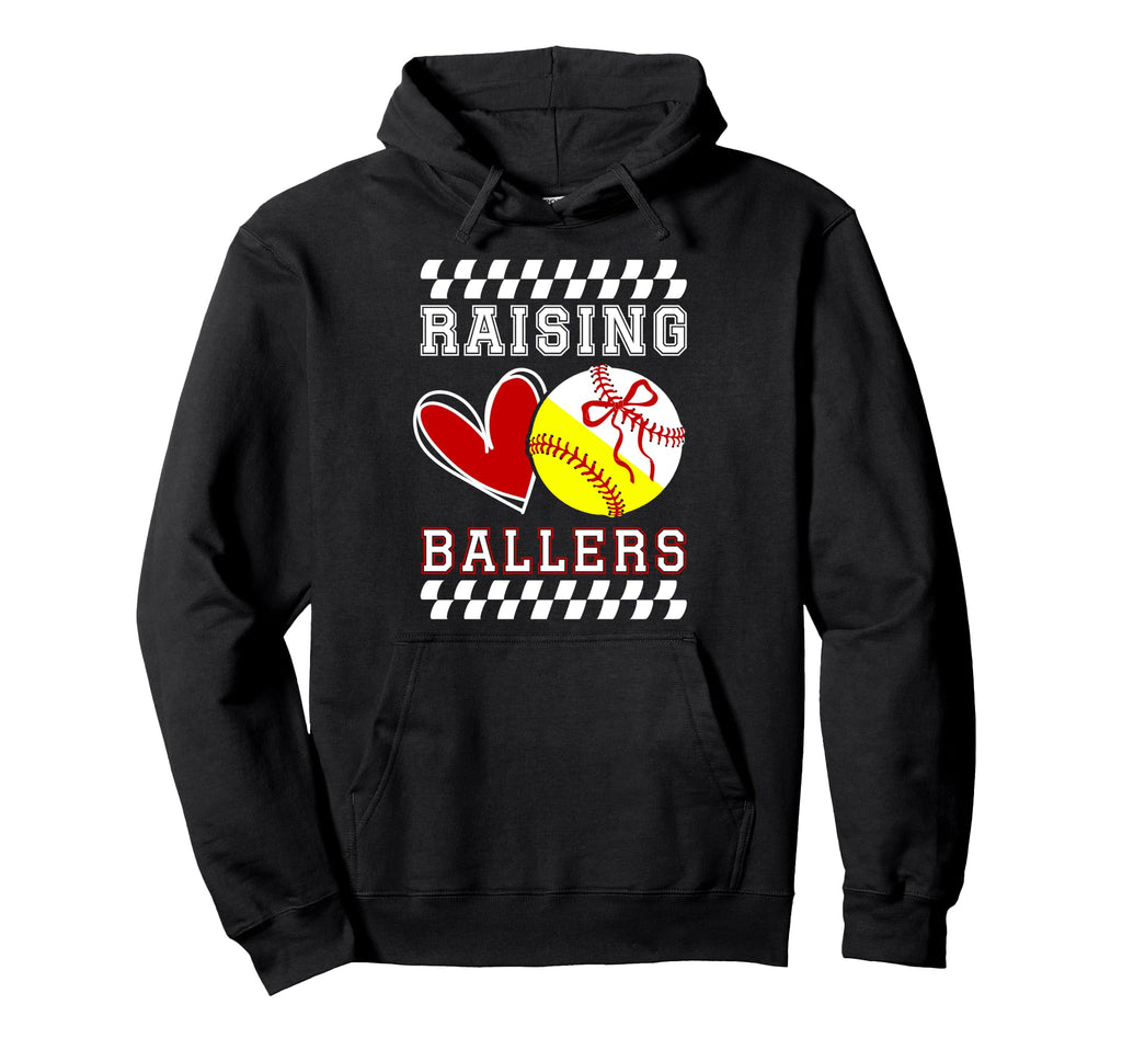 Raising Ballers Proud Baseball Softball Hoodie - Aesthetic Graphic Unisex - T-Shirt, Sweatshirt, Hoodie