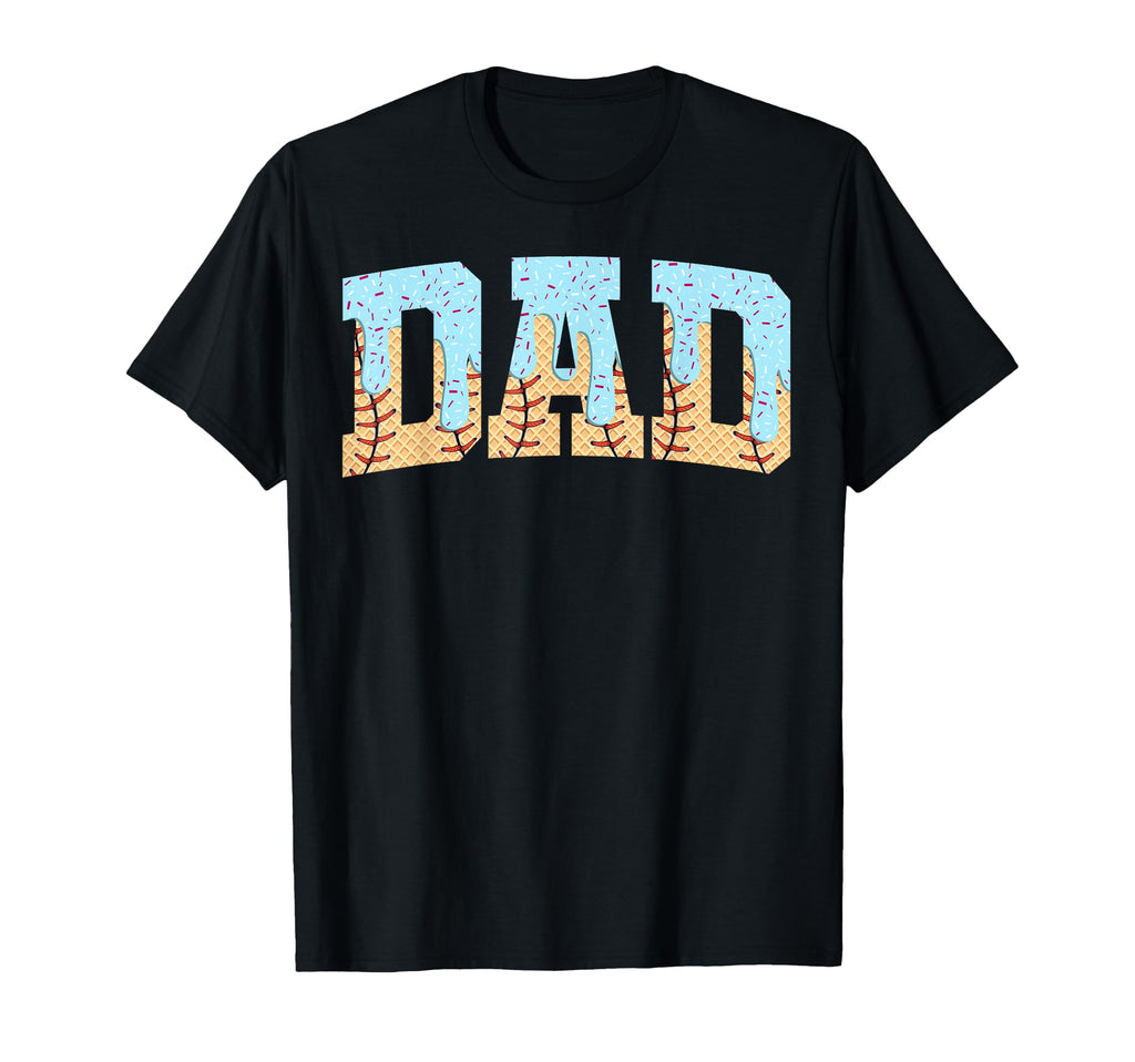 Baseball Dad Ice Cream Drip Fathers Day T-Shirt - Graphic Print Unisex - T-Shirt, Sweatshirt, Hoodie