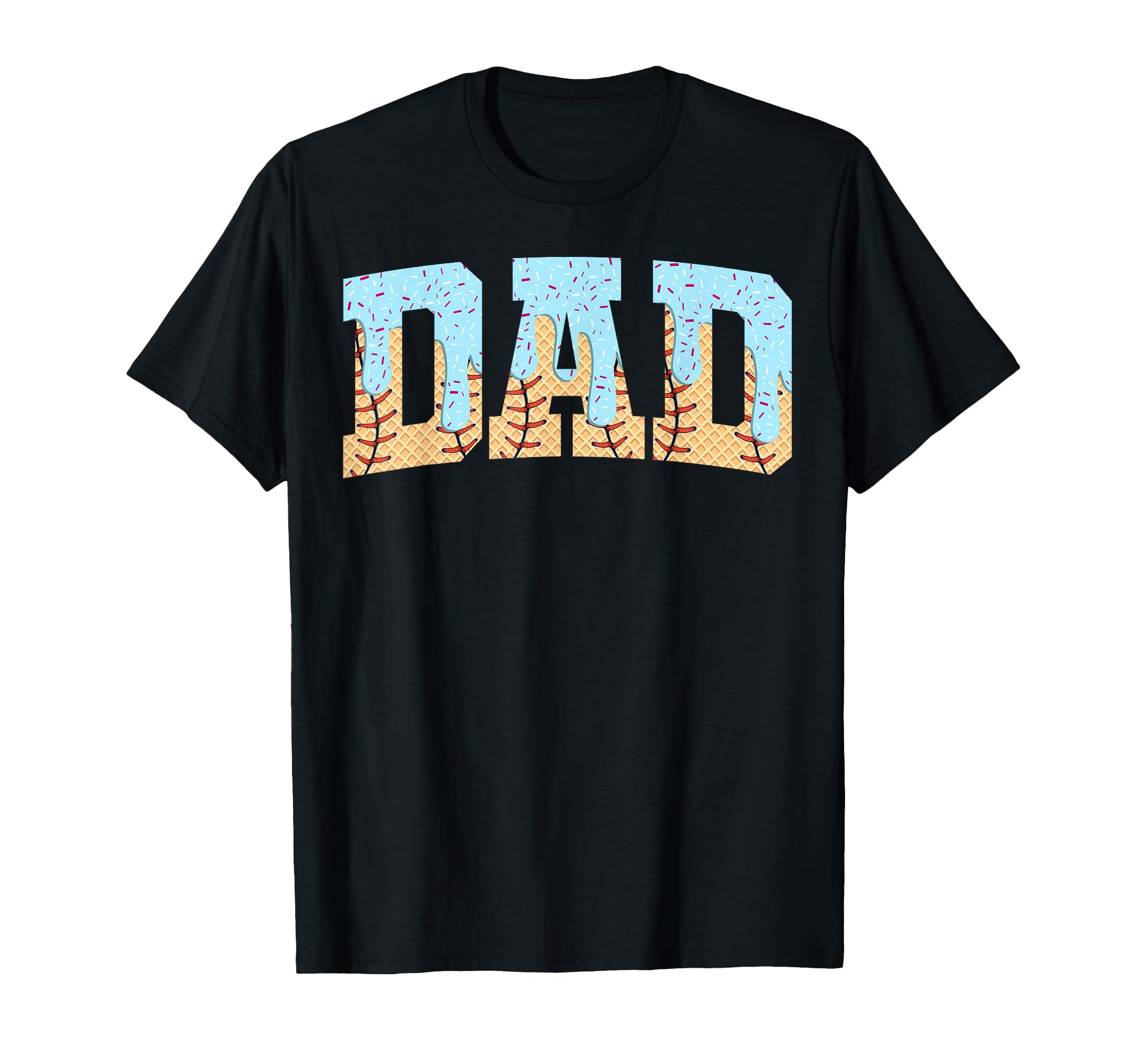 Baseball Dad Ice Cream Drip Fathers Day T-Shirt - Graphic Print Unisex - T-Shirt, Sweatshirt, Hoodie