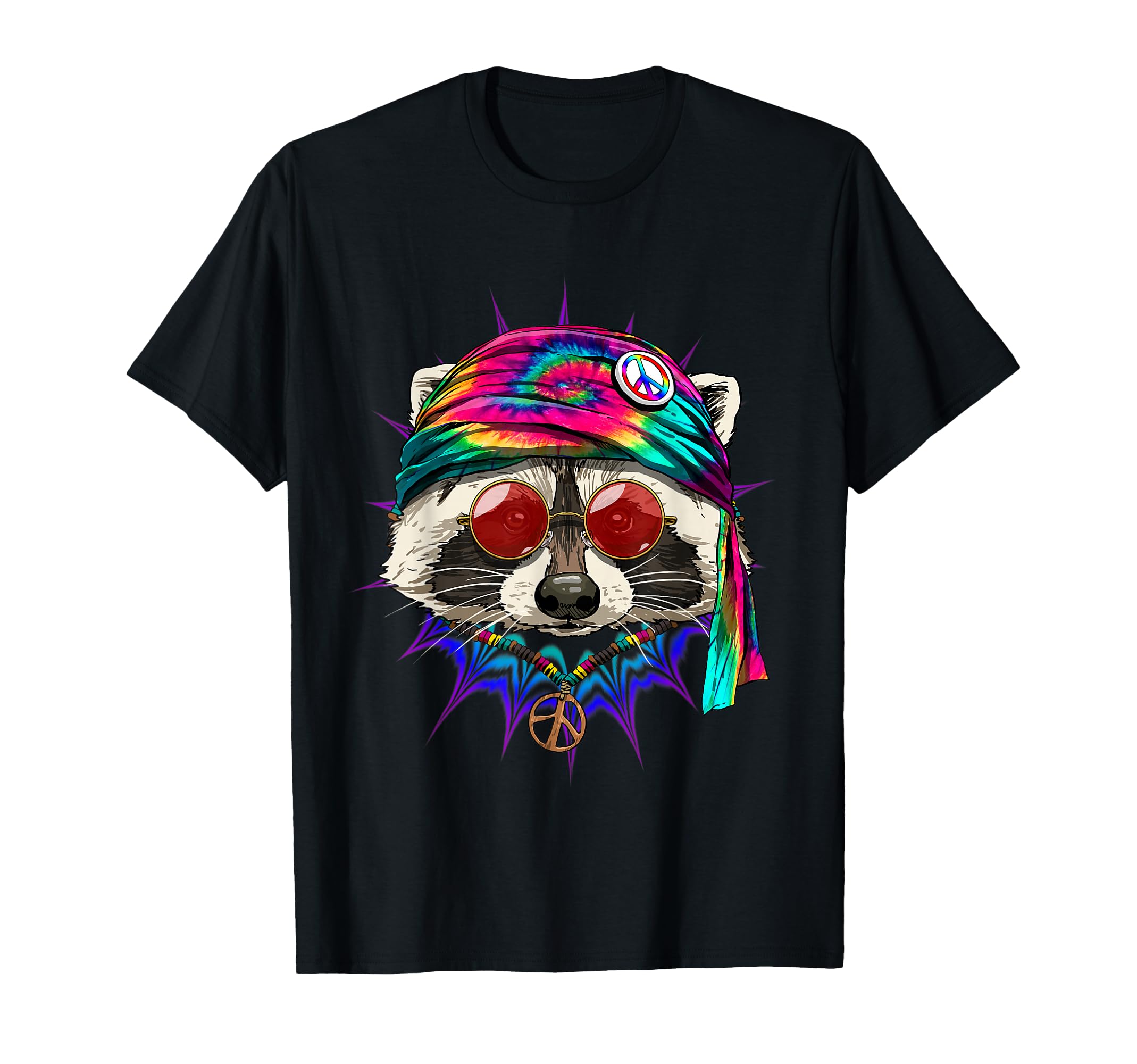 Tie Dye Hippie Raccoon Hippiness Peace T-Shirt - Streetwear Style Unisex - T-Shirt, Sweatshirt, Hoodie