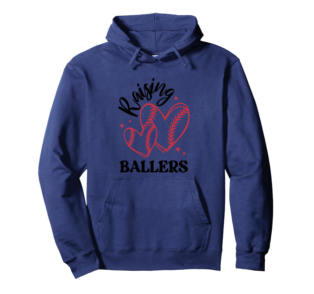 Raising Ballers Baseball Heart Hoodie - Aesthetic Graphic for Adults - T-Shirt, Sweatshirt, Hoodie