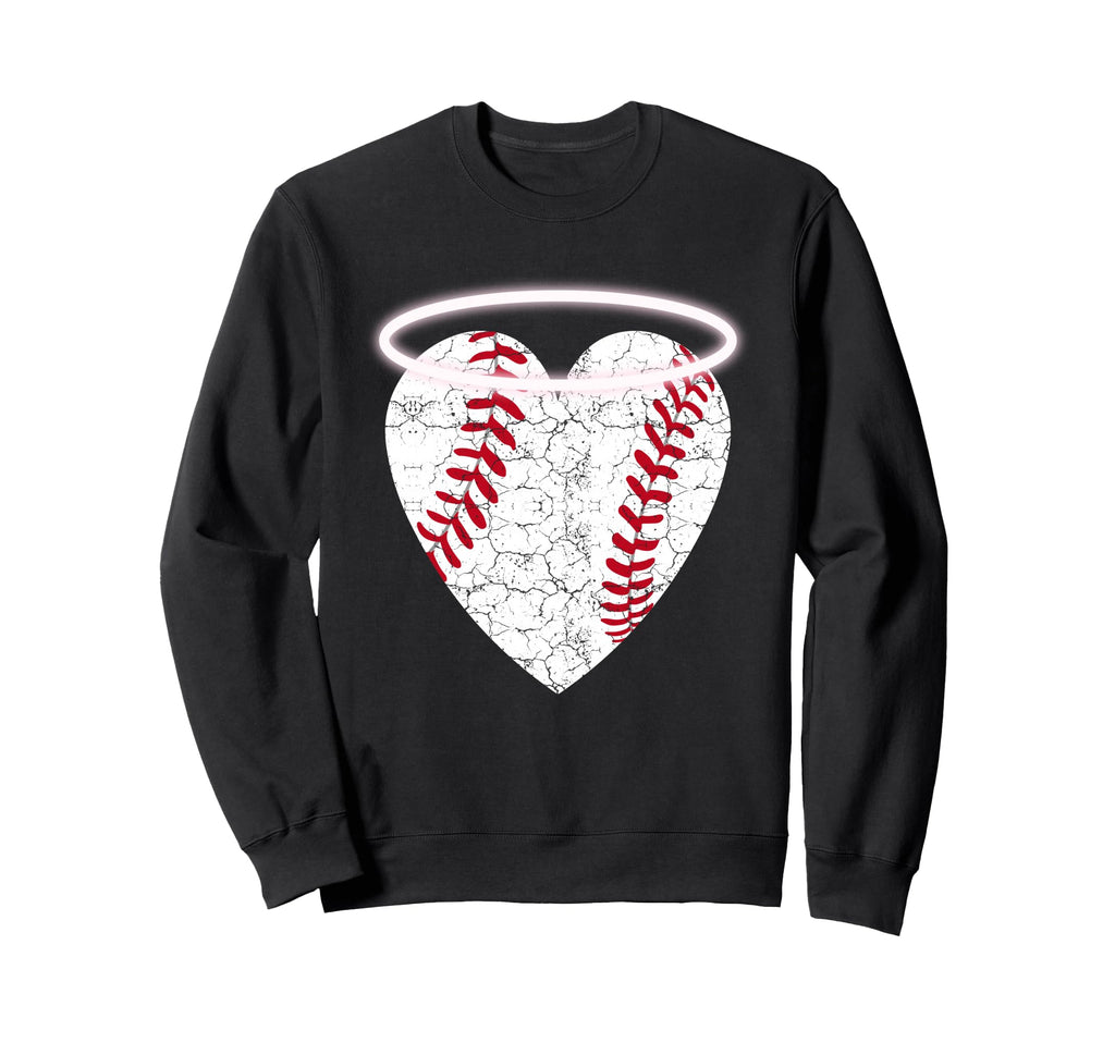 Angel Baseball Heart Halo Sweatshirt - Novelty Apparel for Adults - T-Shirt, Sweatshirt, Hoodie