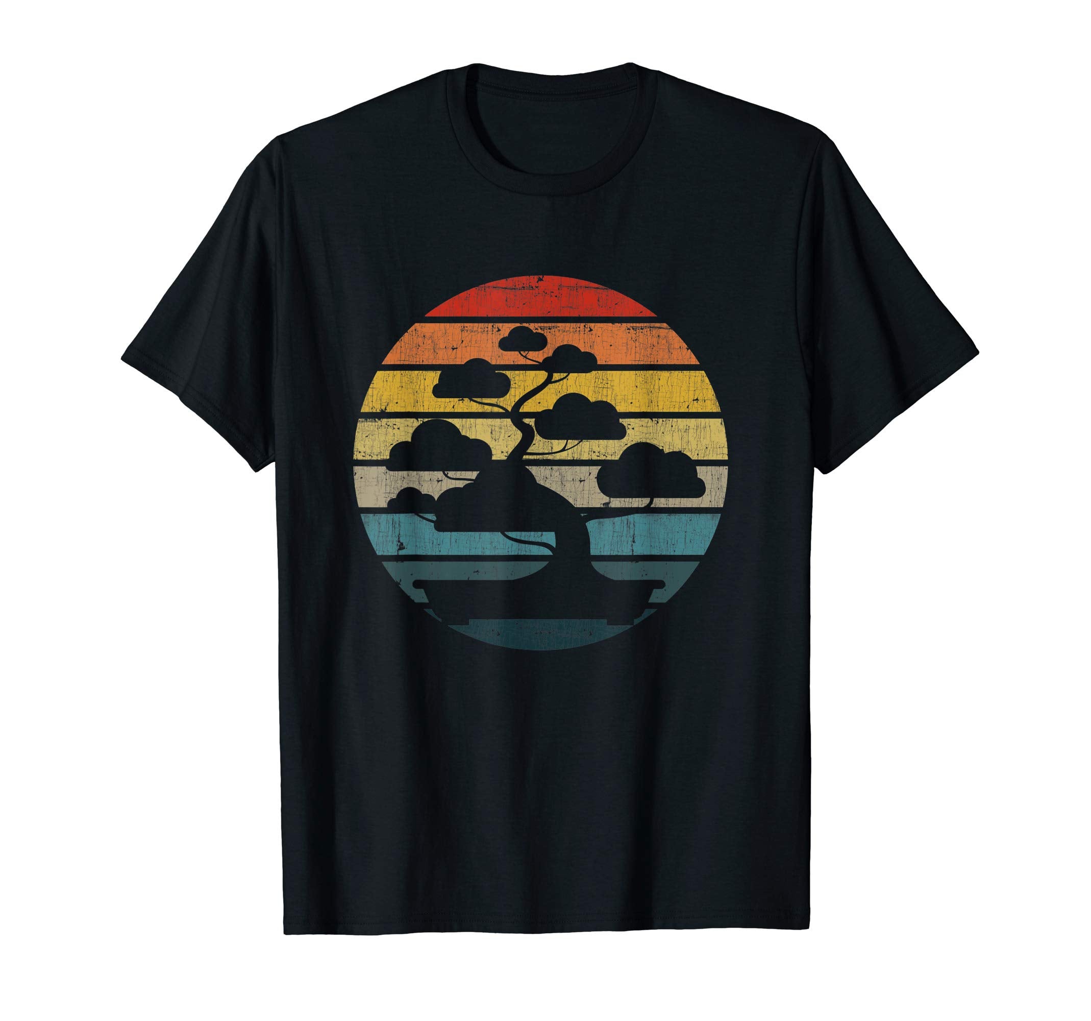 Bonsai Silhouette Distressed Sunset T-Shirt - Graphic Print Unisex - T-Shirt, Sweatshirt, Hoodie