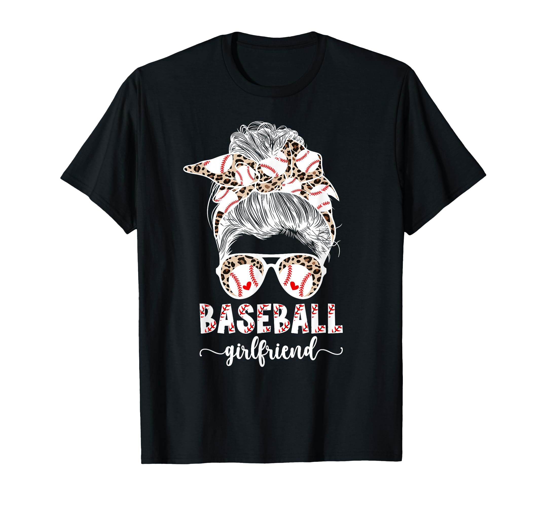 Baseball Girlfriend Messy Bun T-Shirt - Fun Novelty Design Men Women - T-Shirt, Sweatshirt, Hoodie