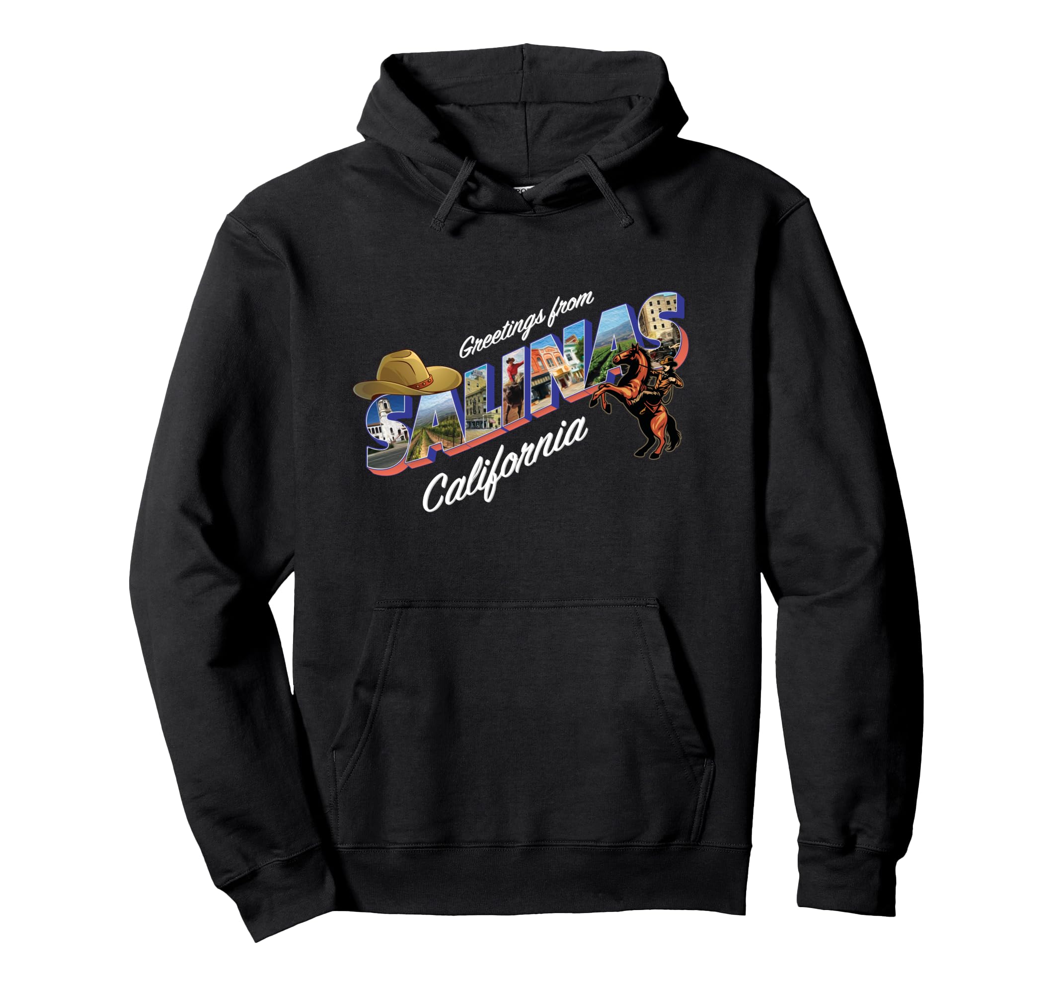 Salinas California Large Letter Postcard Hoodie - Minimalist Print Unisex - T-Shirt, Sweatshirt, Hoodie