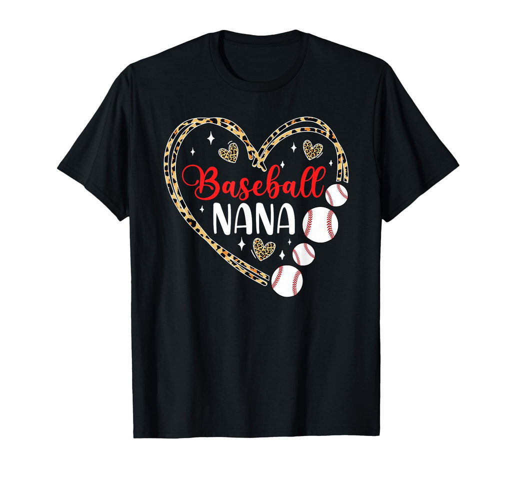 Leopard Baseball Nana Heart Baseball T-Shirt - Aesthetic Graphic Men Women - T-Shirt, Sweatshirt, Hoodie