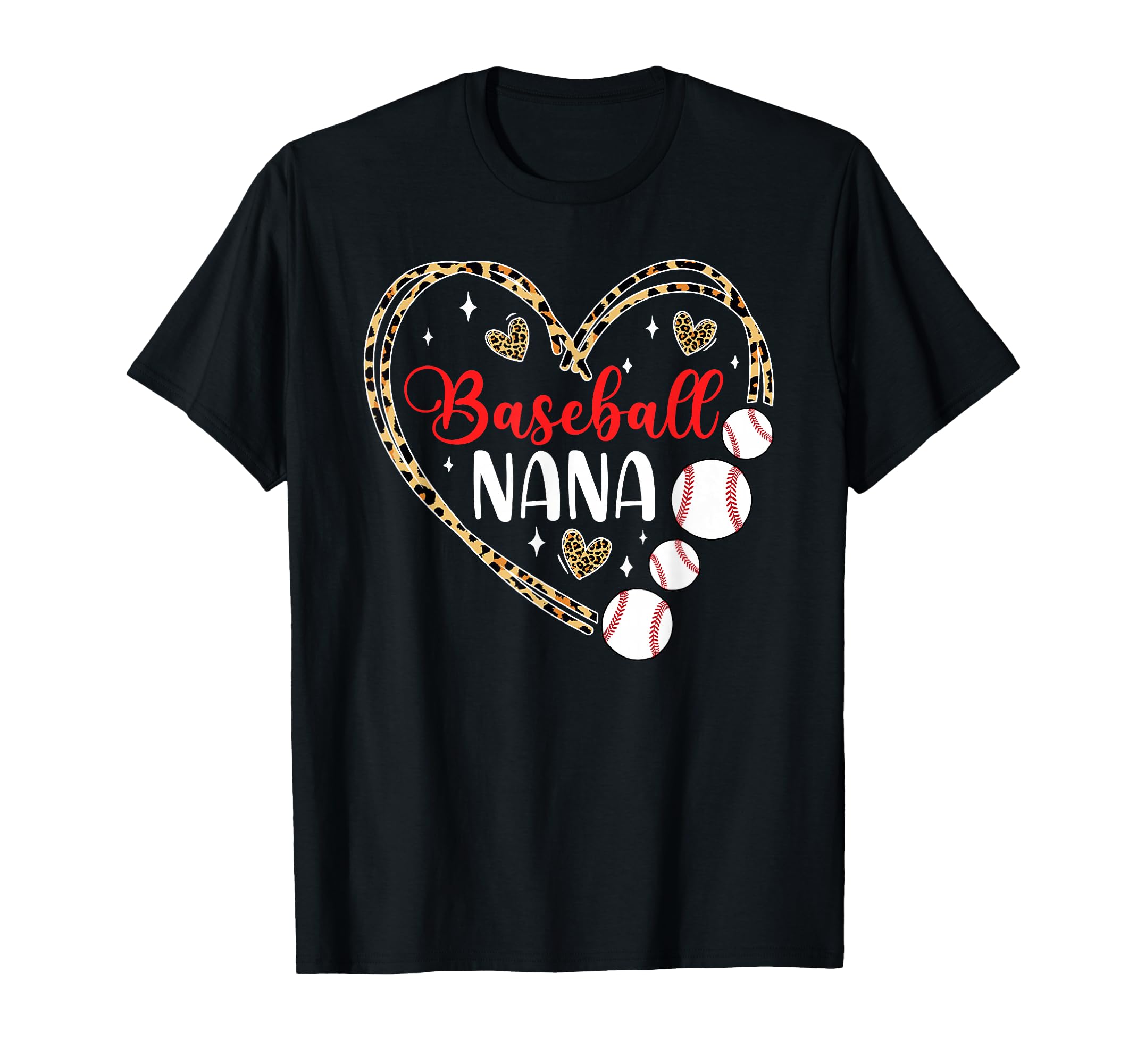 Leopard Baseball Nana Heart Baseball T-Shirt - Aesthetic Graphic Men Women - T-Shirt, Sweatshirt, Hoodie