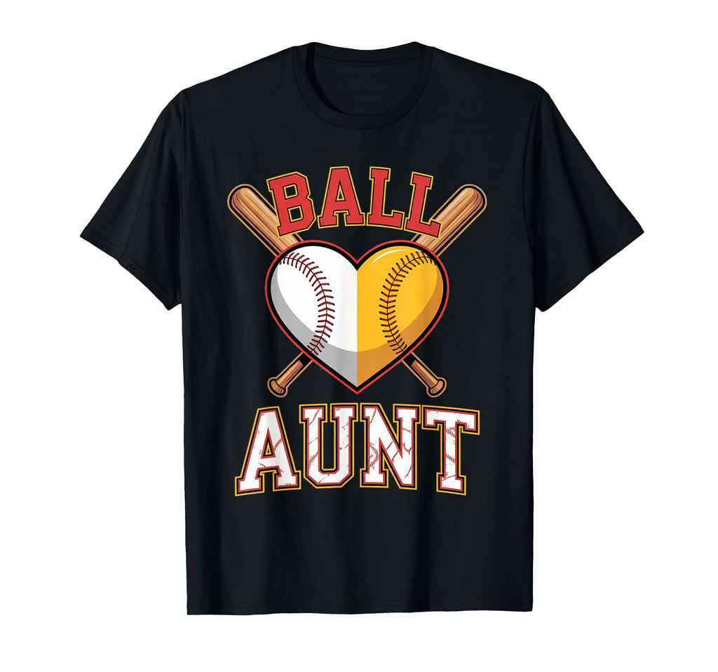 Aunt Softball Baseball Auntie Both Ball T-Shirt - Trendy Graphic Unisex - T-Shirt, Sweatshirt, Hoodie