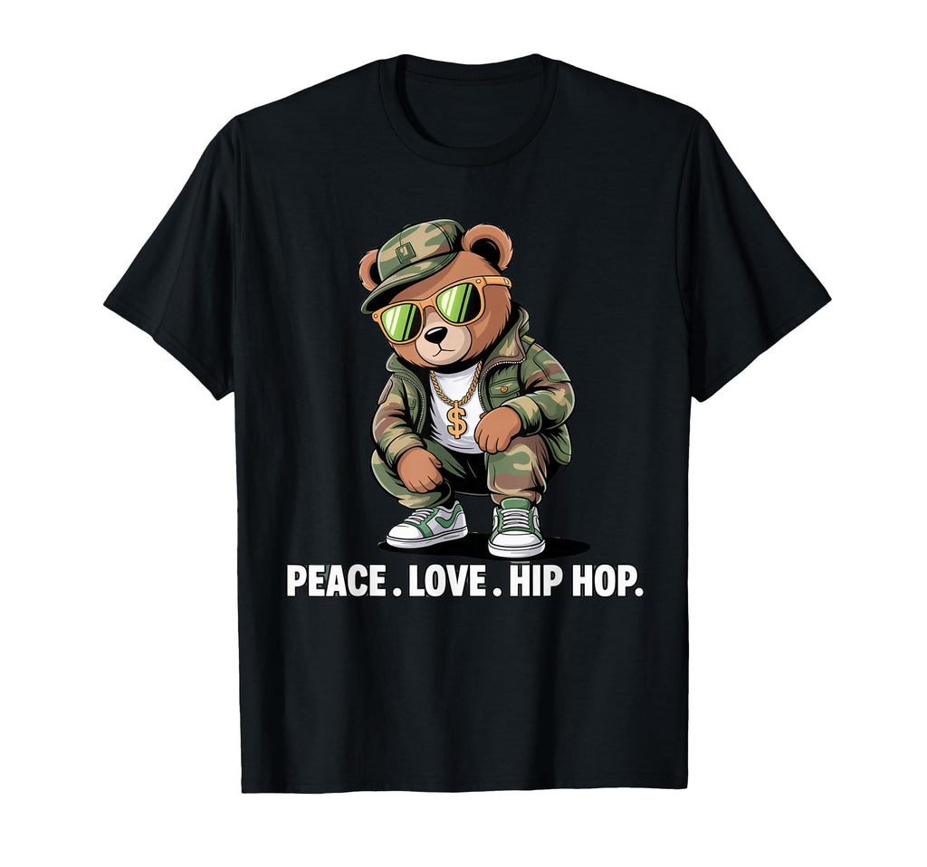 Camouflage Rapper Teddy Bear Camo T-Shirt - Fun Novelty Design for Adults - T-Shirt, Sweatshirt, Hoodie