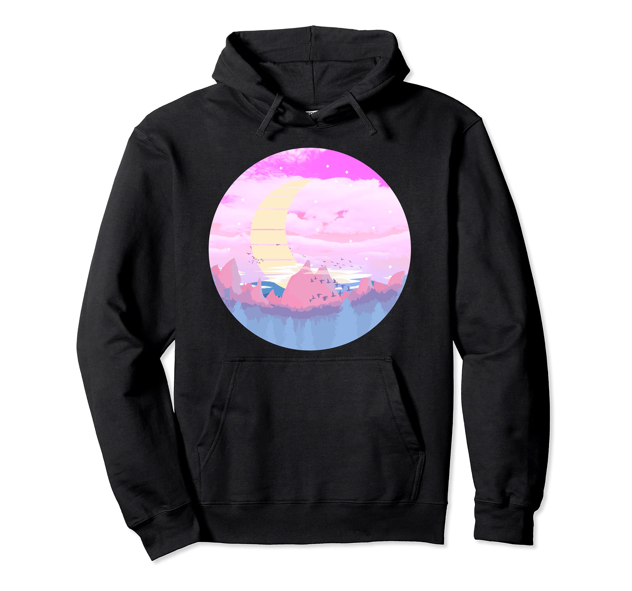 Vaporwave Aesthetic Japanese Kawaii Moon Hoodie - Minimalist Print Unisex - T-Shirt, Sweatshirt, Hoodie