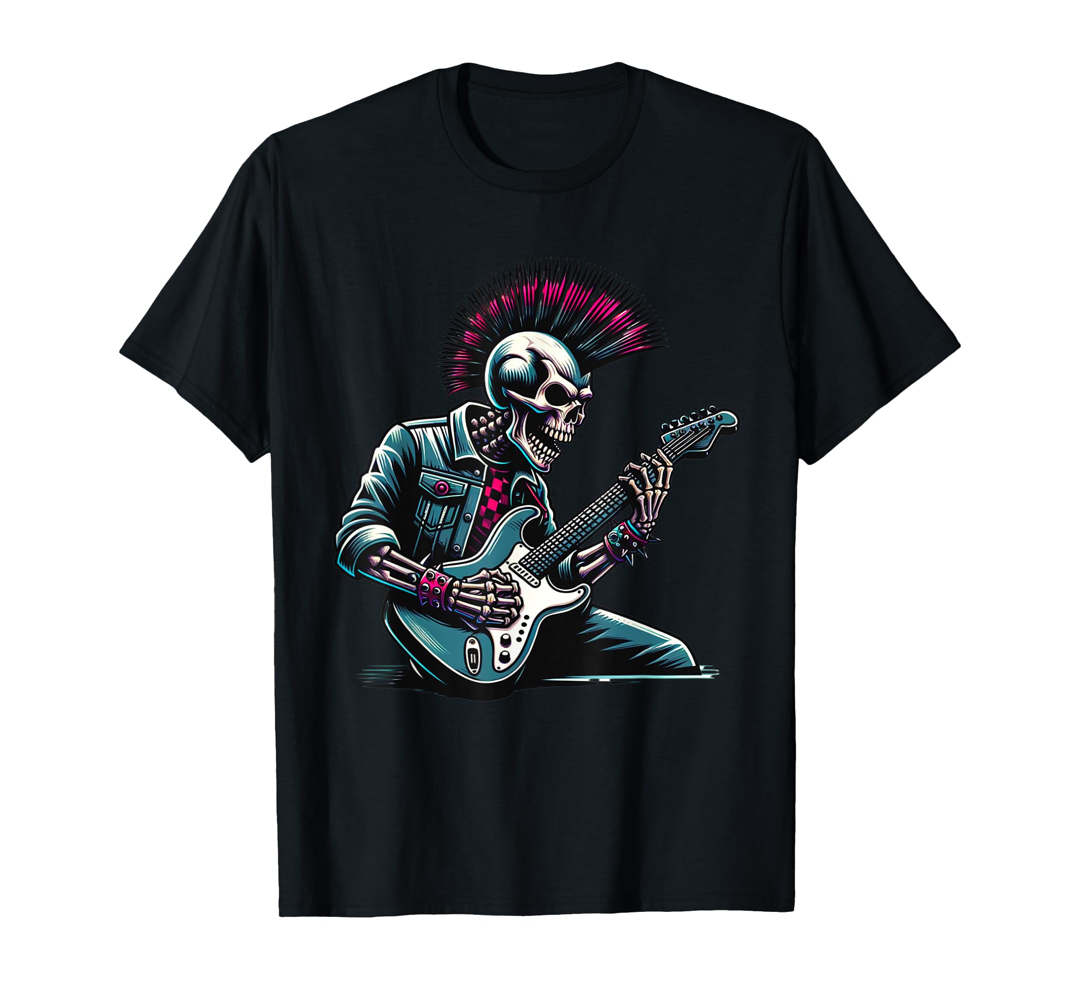 Rock Skeleton Hand Guitar Punk Skull T-Shirt - Unique Graphic for Adults - T-Shirt, Sweatshirt, Hoodie