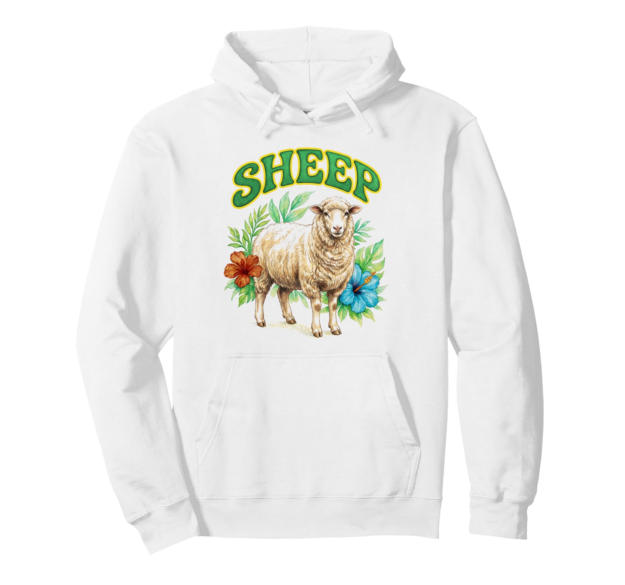 Sheep Groovy Floral Sheep Watercolor Hoodie - Aesthetic Graphic Unisex - T-Shirt, Sweatshirt, Hoodie