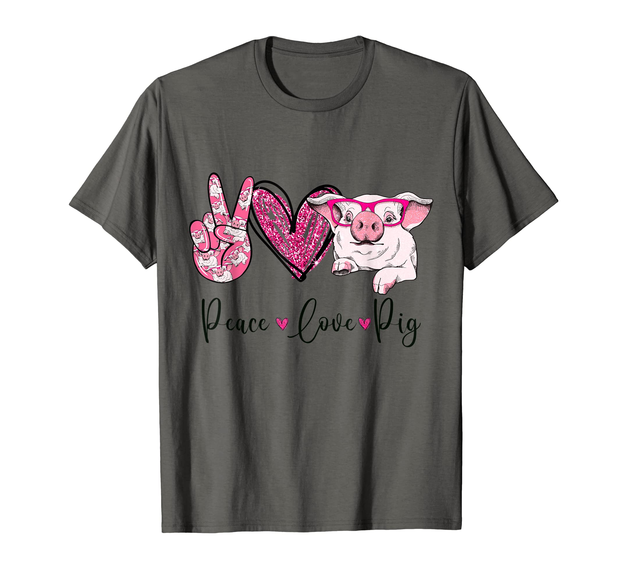 Peace Love Pig Farmer Gifts Hand Sign T-Shirt - Unique Graphic Unisex - T-Shirt, Sweatshirt, Hoodie