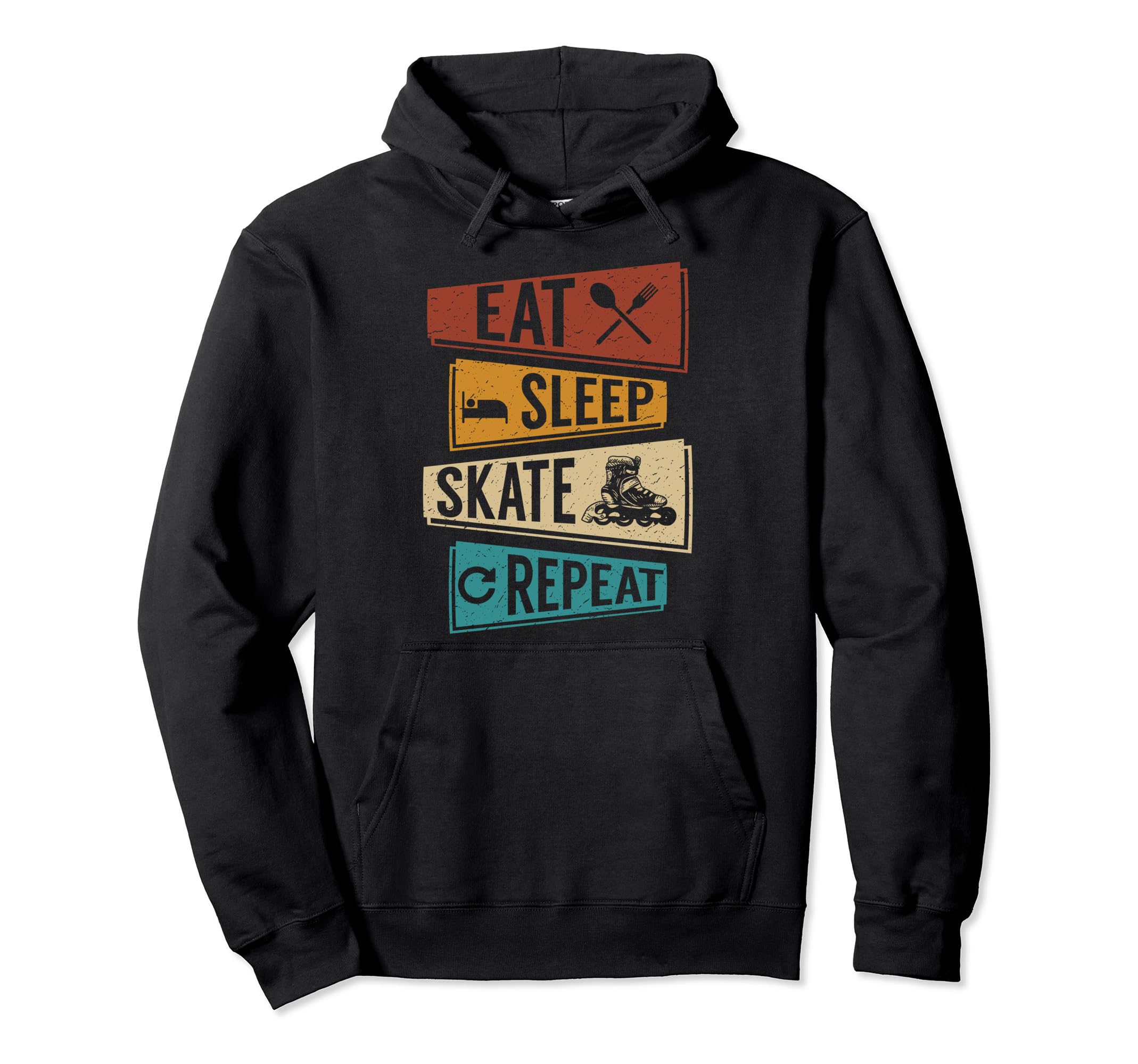 Funny Roller Skating Eat Sleep Hoodie - Fun Novelty Design for Adults - T-Shirt, Sweatshirt, Hoodie