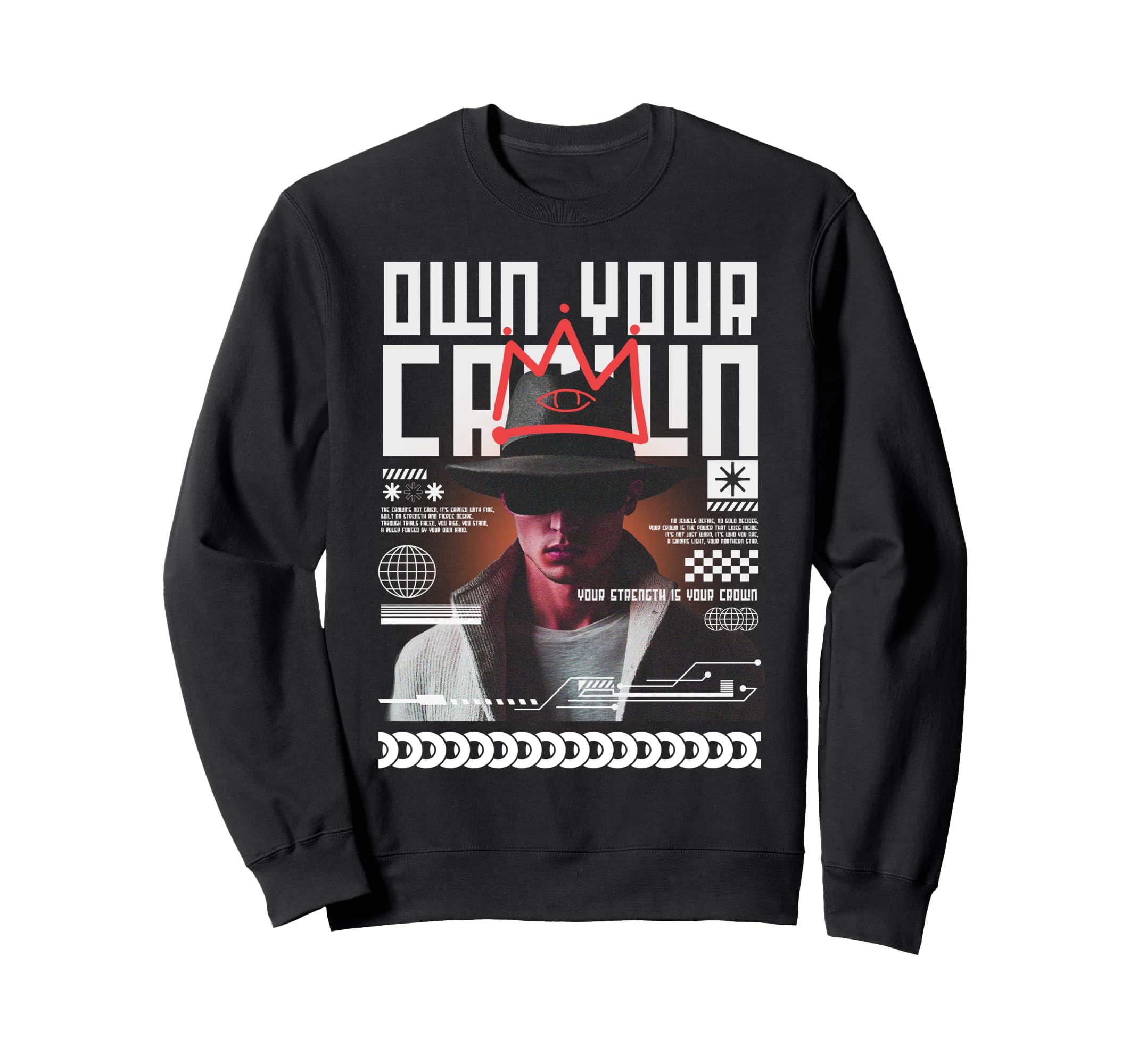 Y2K Crown Bold Urban Graffiti Sweatshirt - Fun Novelty Design Unisex - T-Shirt, Sweatshirt, Hoodie