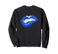 Bitten Lips Distressed Sweatshirt - Fun Novelty Design Unisex - T-Shirt, Sweatshirt, Hoodie