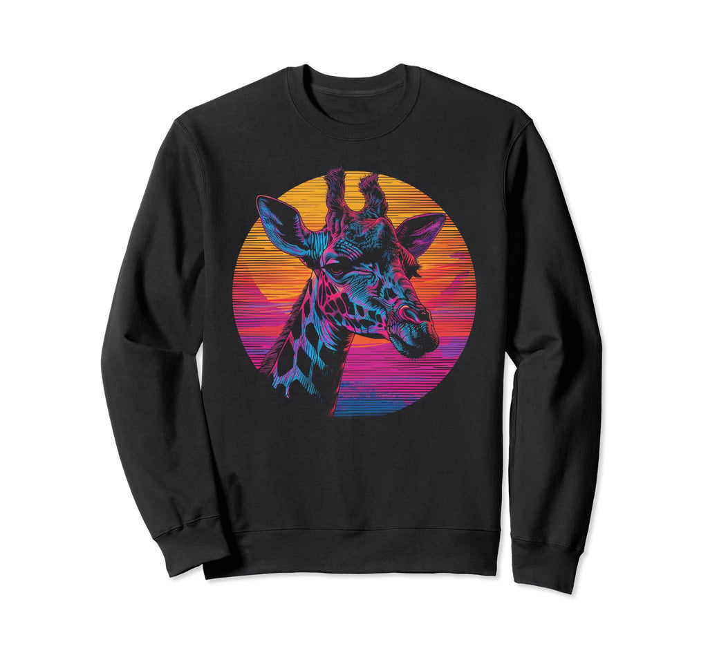 Giraffe Vaporwave Aesthetic Sweatshirt - Fun Novelty Design for Adults - T-Shirt, Sweatshirt, Hoodie