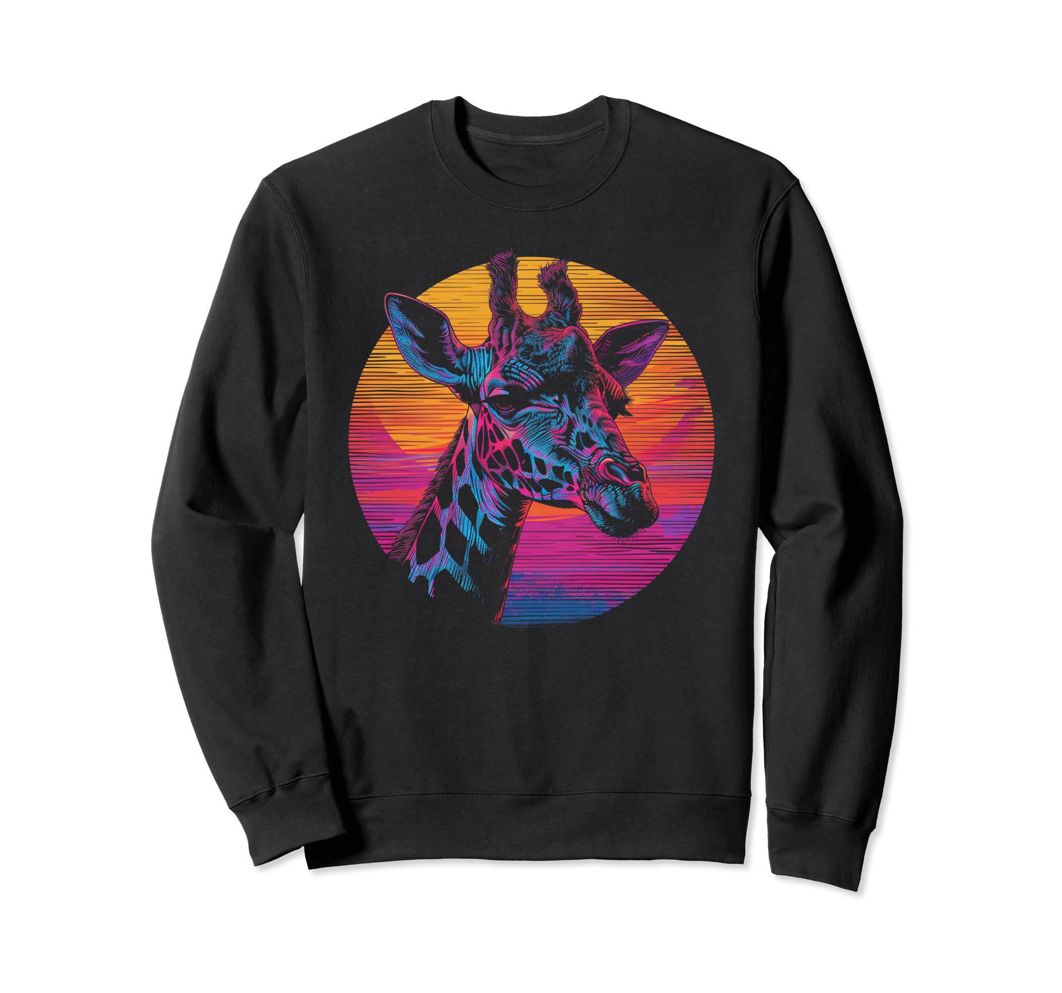 Giraffe Vaporwave Aesthetic Sweatshirt - Fun Novelty Design for Adults - T-Shirt, Sweatshirt, Hoodie