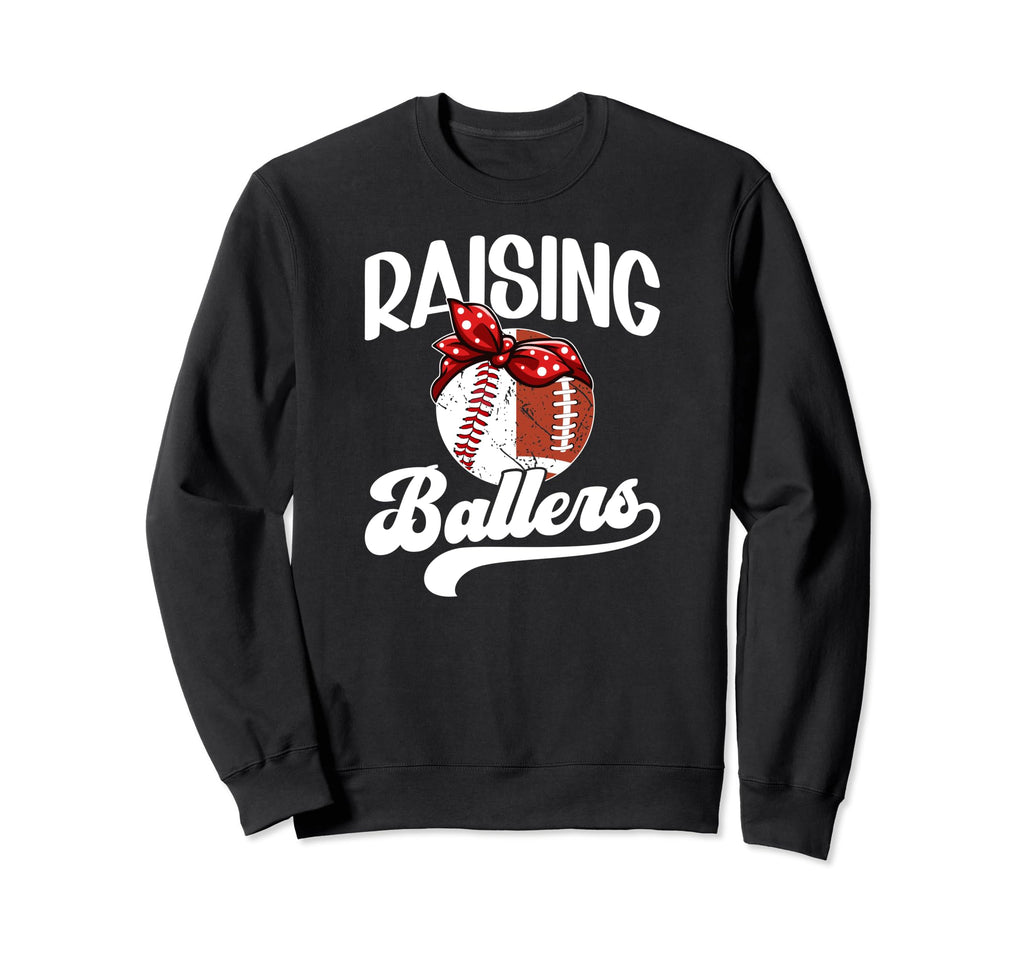 Raising Ballers Baseball Football Sweatshirt - Aesthetic Graphic Men Women - T-Shirt, Sweatshirt, Hoodie