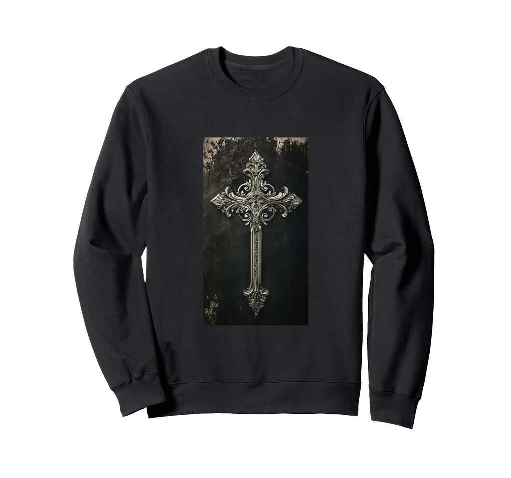 Gothic Cross Grunge Aesthetic Y2K Sweatshirt - Trendy Graphic for Adults - T-Shirt, Sweatshirt, Hoodie