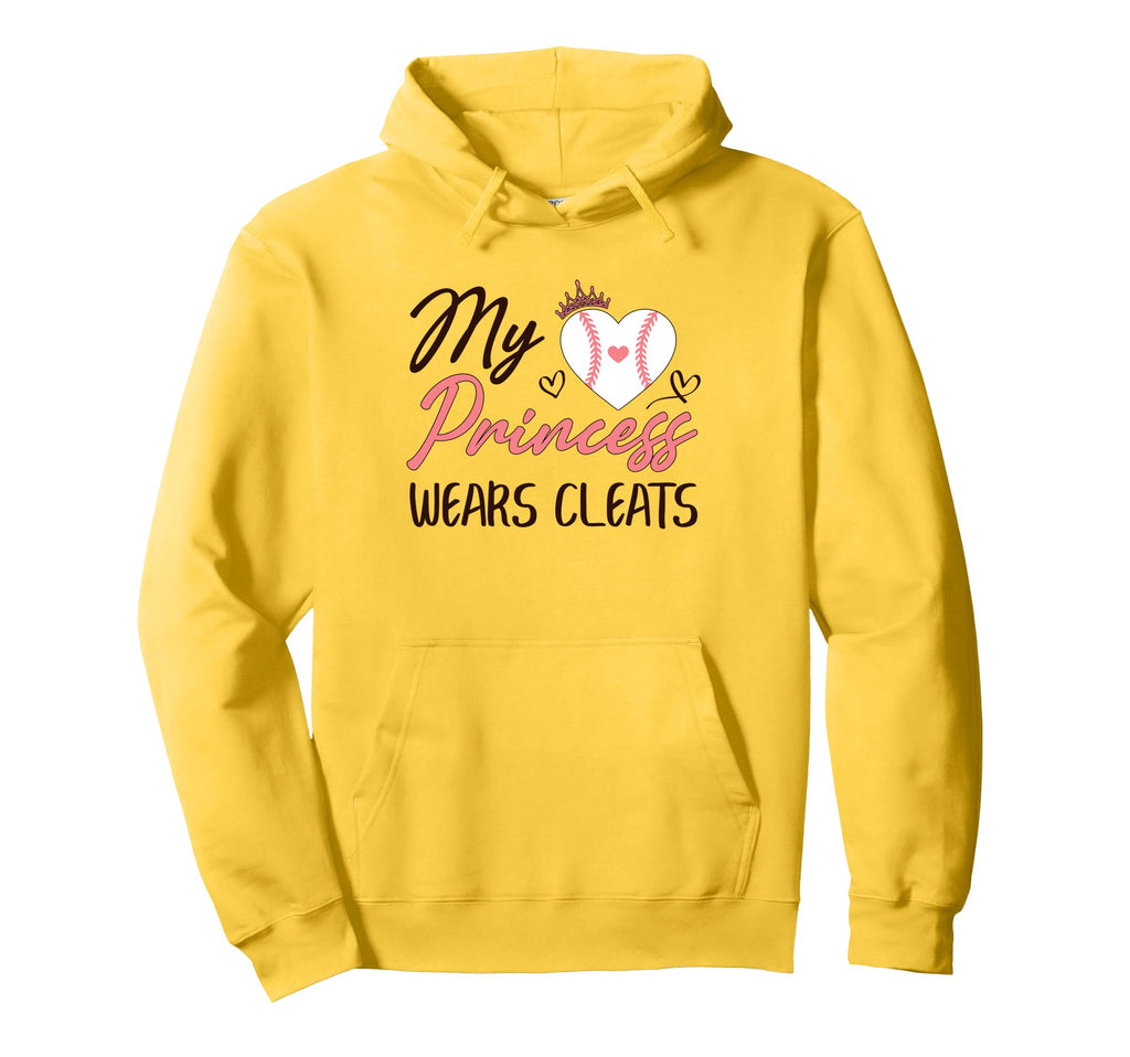 Baseball Mom Dad My Princess Wears Cleats Hoodie - Trendy Graphic Unisex - T-Shirt, Sweatshirt, Hoodie