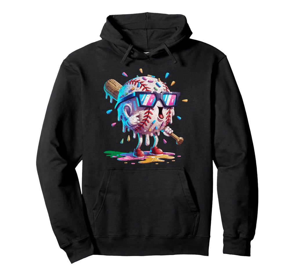 Baseball Ice Cream Drip Gamer Gifts T-Shirt - Aesthetic Graphic for Adults - T-Shirt, Sweatshirt, Hoodie