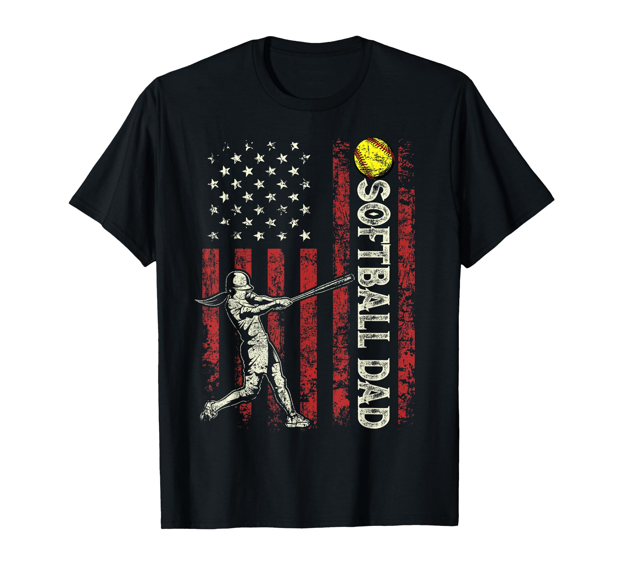 Softball Dad Us Flag Gifts Dad Patriotic T-Shirt - Minimalist Print Unisex - T-Shirt, Sweatshirt, Hoodie