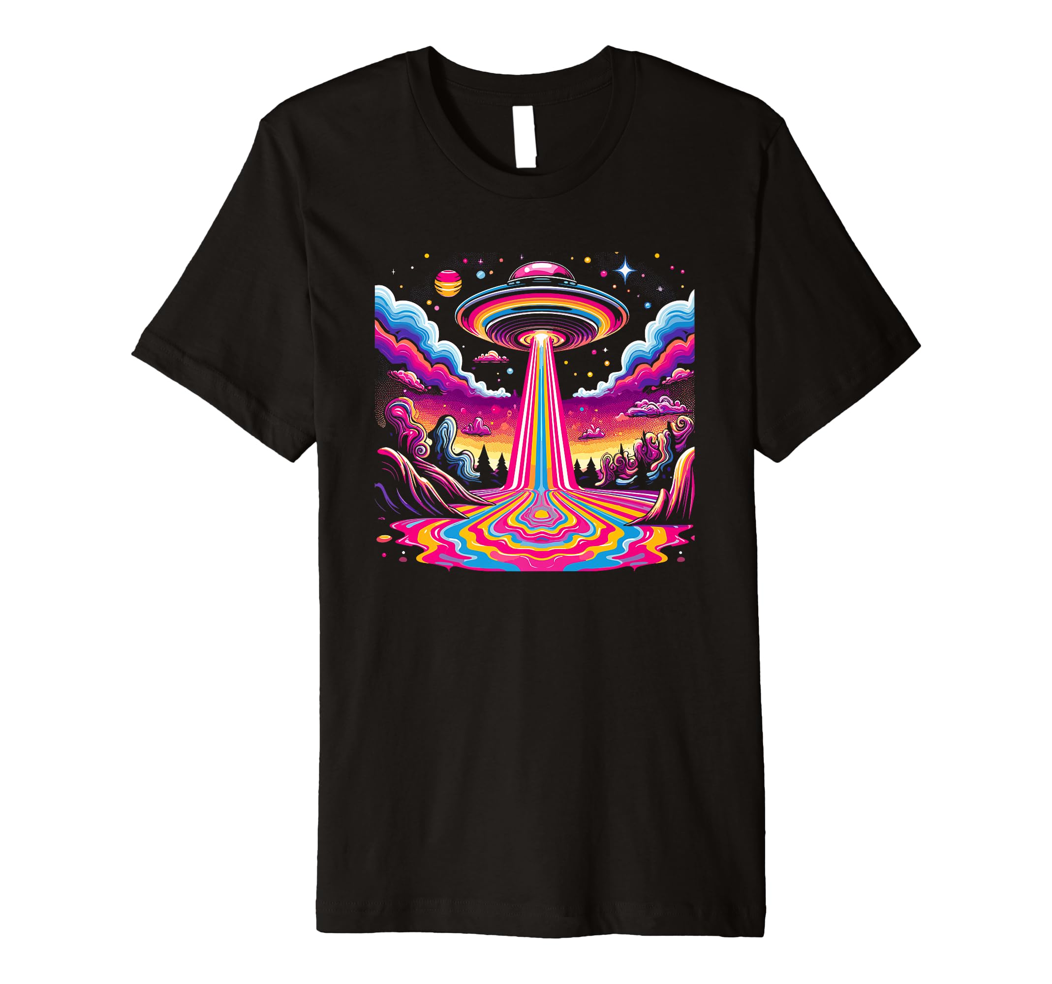 Trippy Ufo Vaporwave Psychedelic Art T-Shirt - Graphic Print Men Women - T-Shirt, Sweatshirt, Hoodie