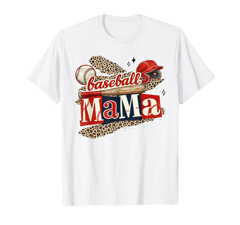 Baseball Mama Leopard Game Day T-Shirt - Casual Everyday Wear for Adults - T-Shirt, Sweatshirt, Hoodie