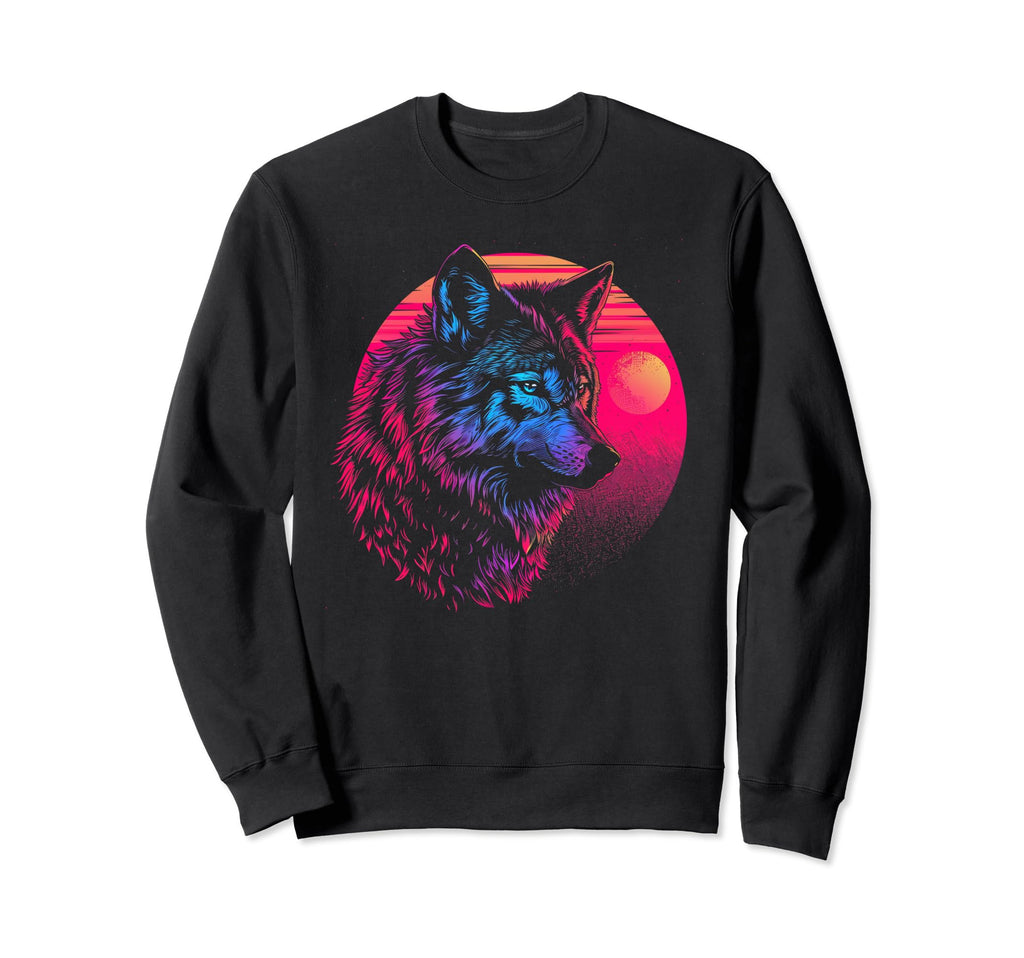 Wolf Vaporwave Aesthetic Sweatshirt - Aesthetic Graphic Men Women - T-Shirt, Sweatshirt, Hoodie