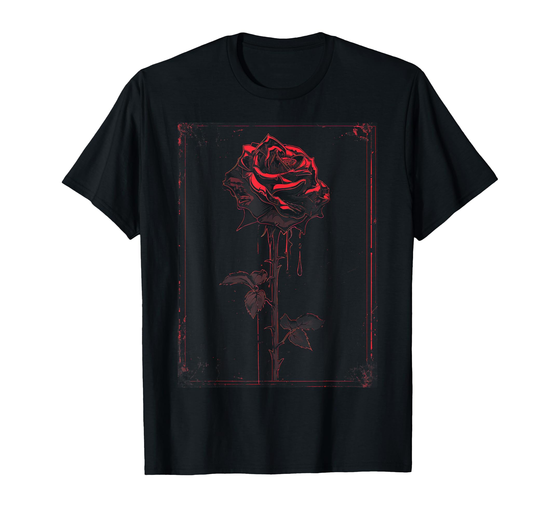 Anime Goth Withered Rose Blood Gothic T-Shirt - Graphic Print for Adults - T-Shirt, Sweatshirt, Hoodie