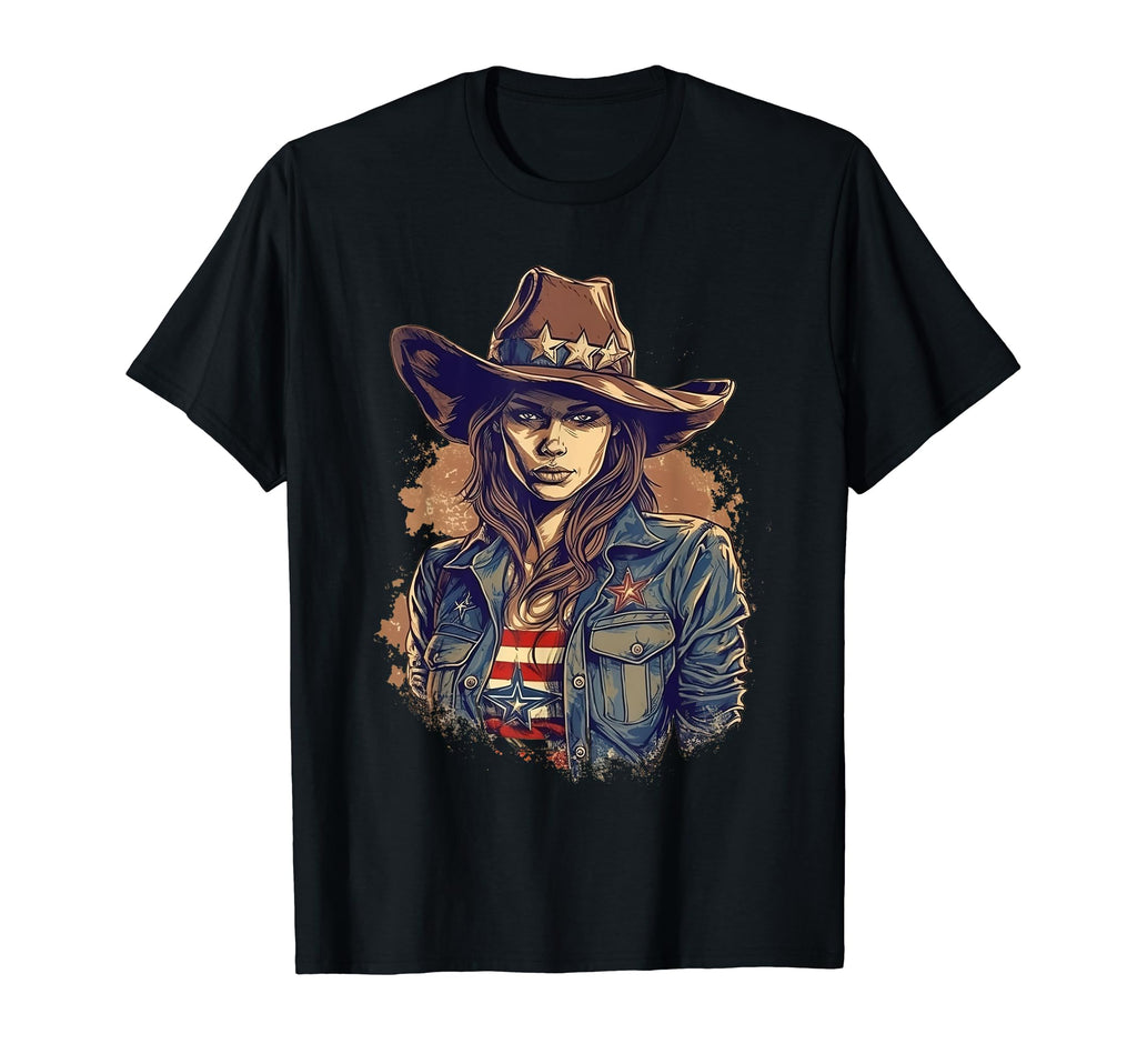 Cowgirl Cowboy Patriotic Cow And Farm T-Shirt - Minimalist Print for Adults - T-Shirt, Sweatshirt, Hoodie