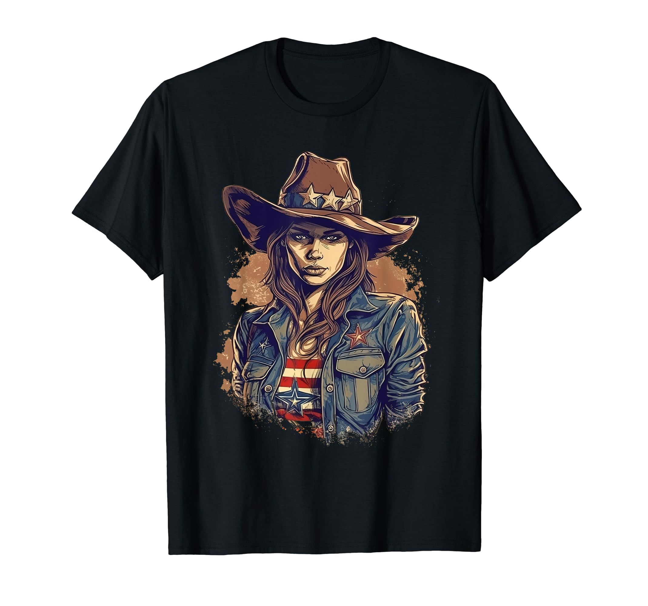 Cowgirl Cowboy Patriotic Cow And Farm T-Shirt - Minimalist Print for Adults - T-Shirt, Sweatshirt, Hoodie