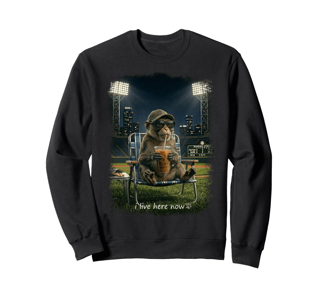 Funny Monkey Ballfield Baseball Sweatshirt - Trendy Graphic Men Women - T-Shirt, Sweatshirt, Hoodie